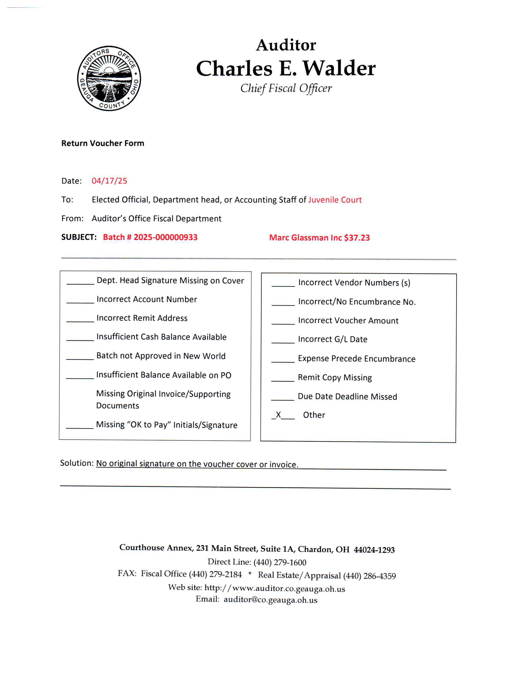 Return Voucher Form