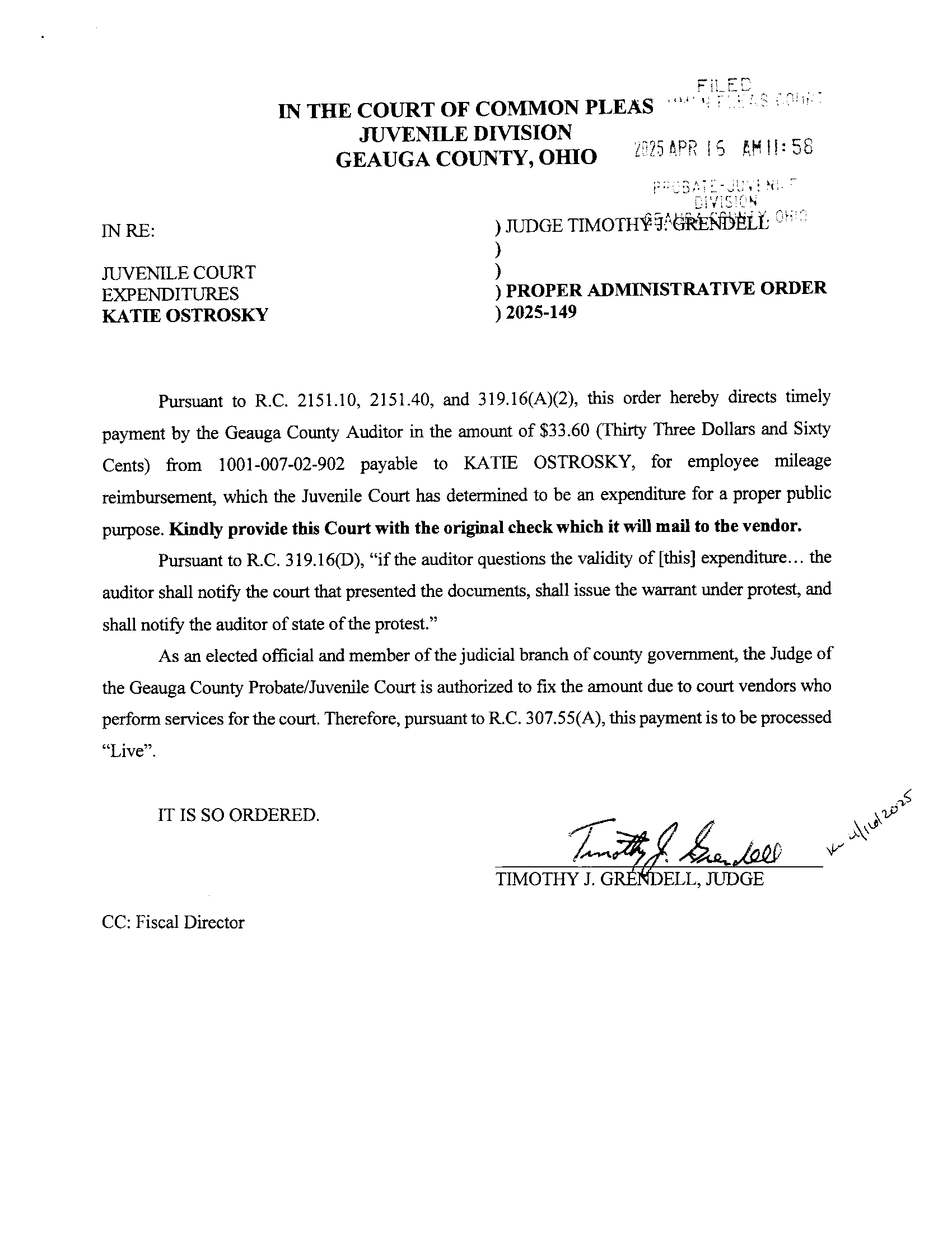 Proper Administrative Order