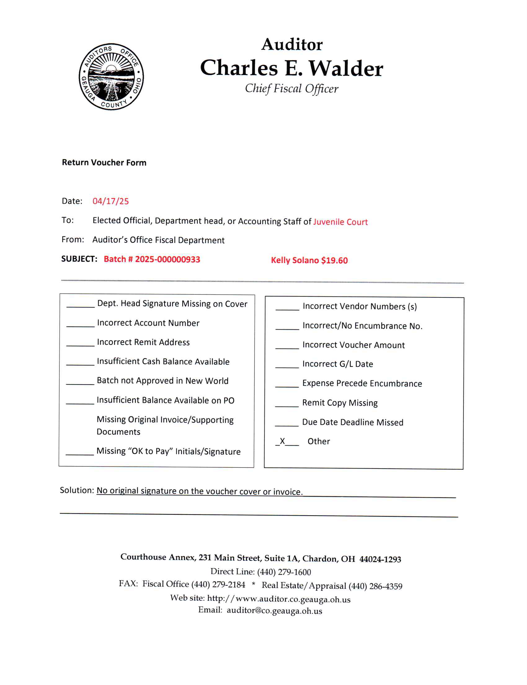 Return Voucher Form