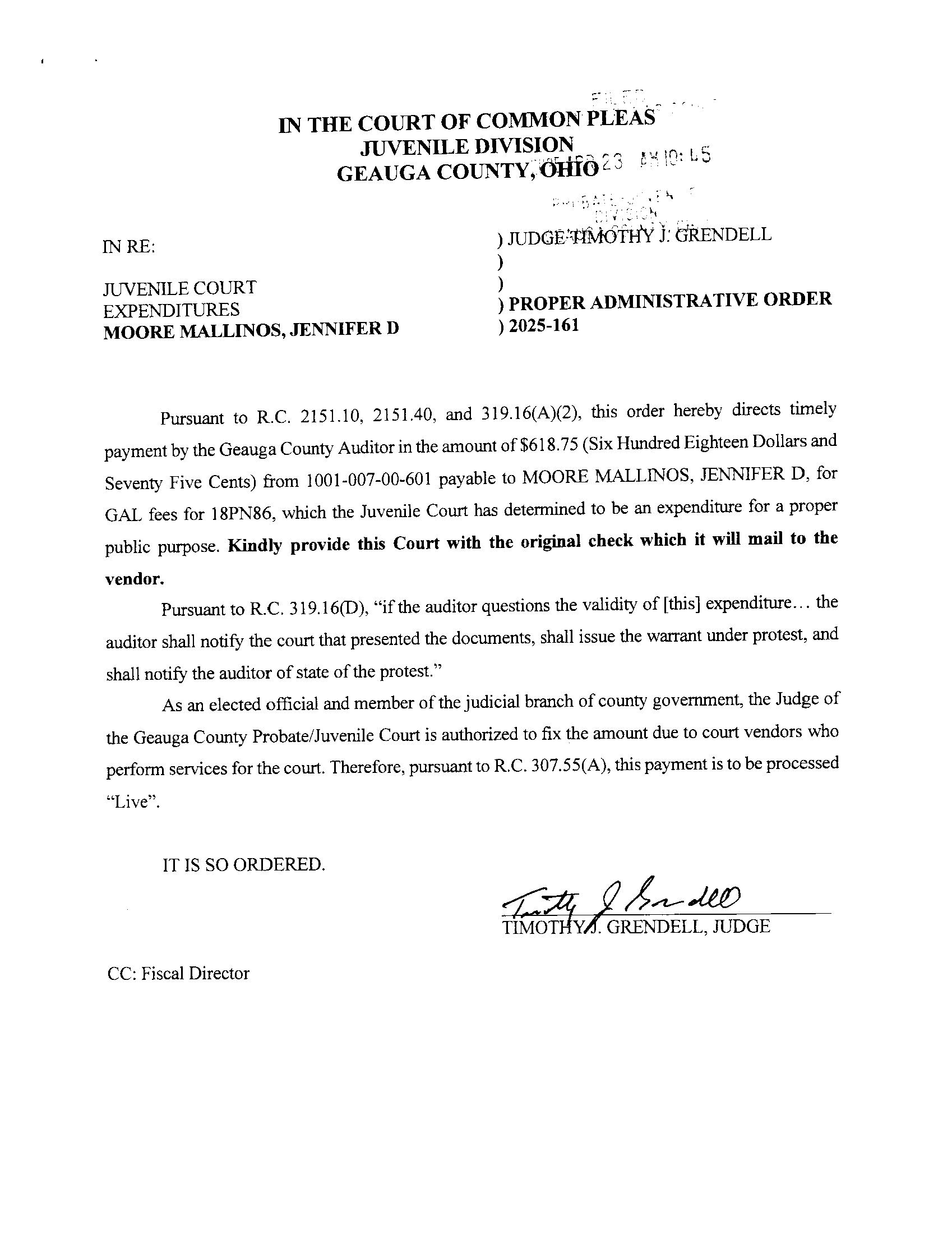 Proper Administrative Order