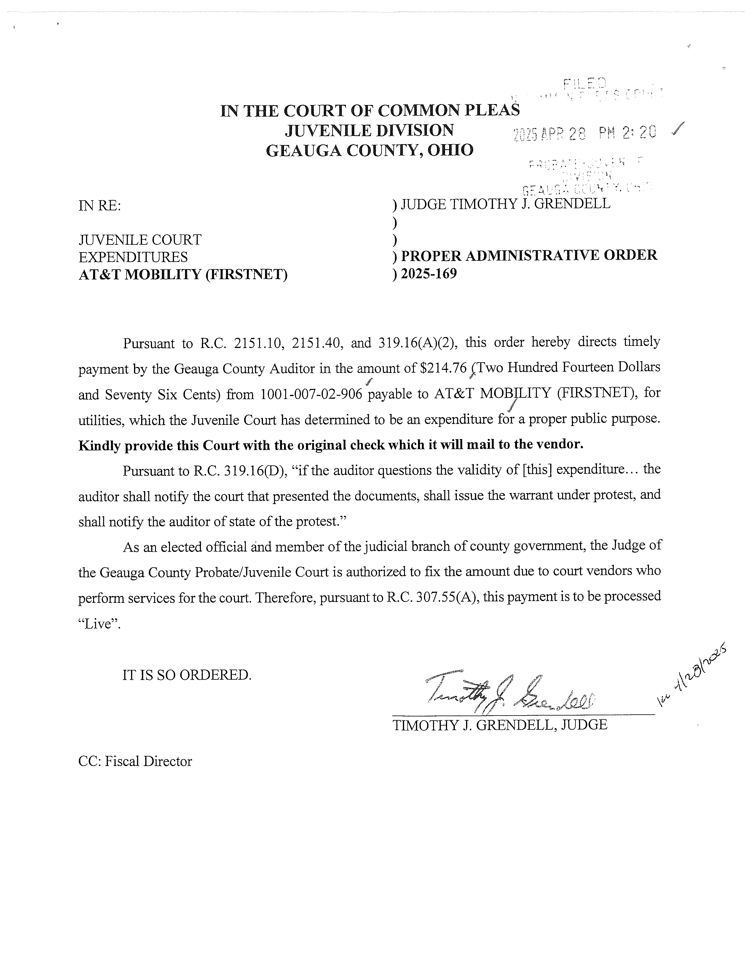 Proper Administrative Order