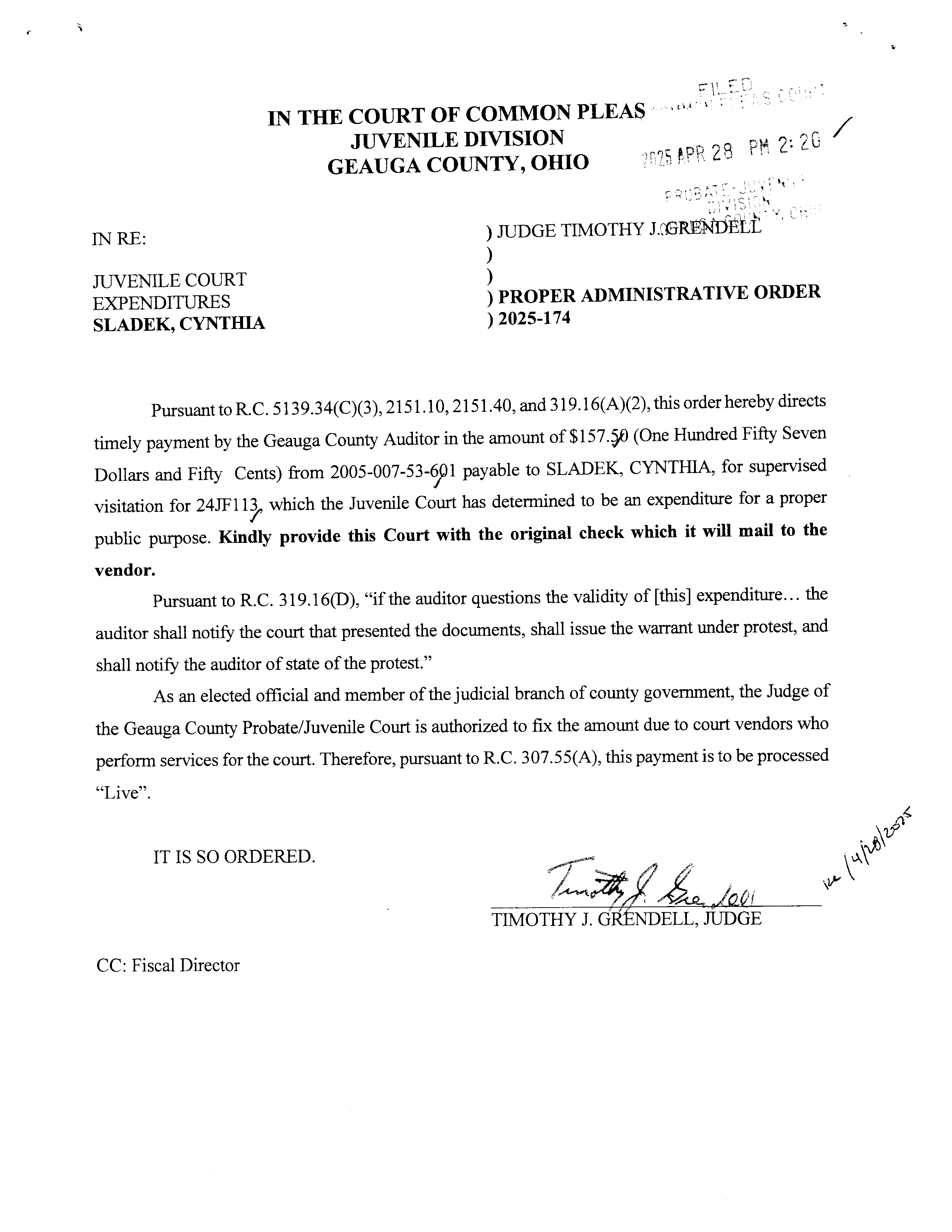 Proper Administrative Order