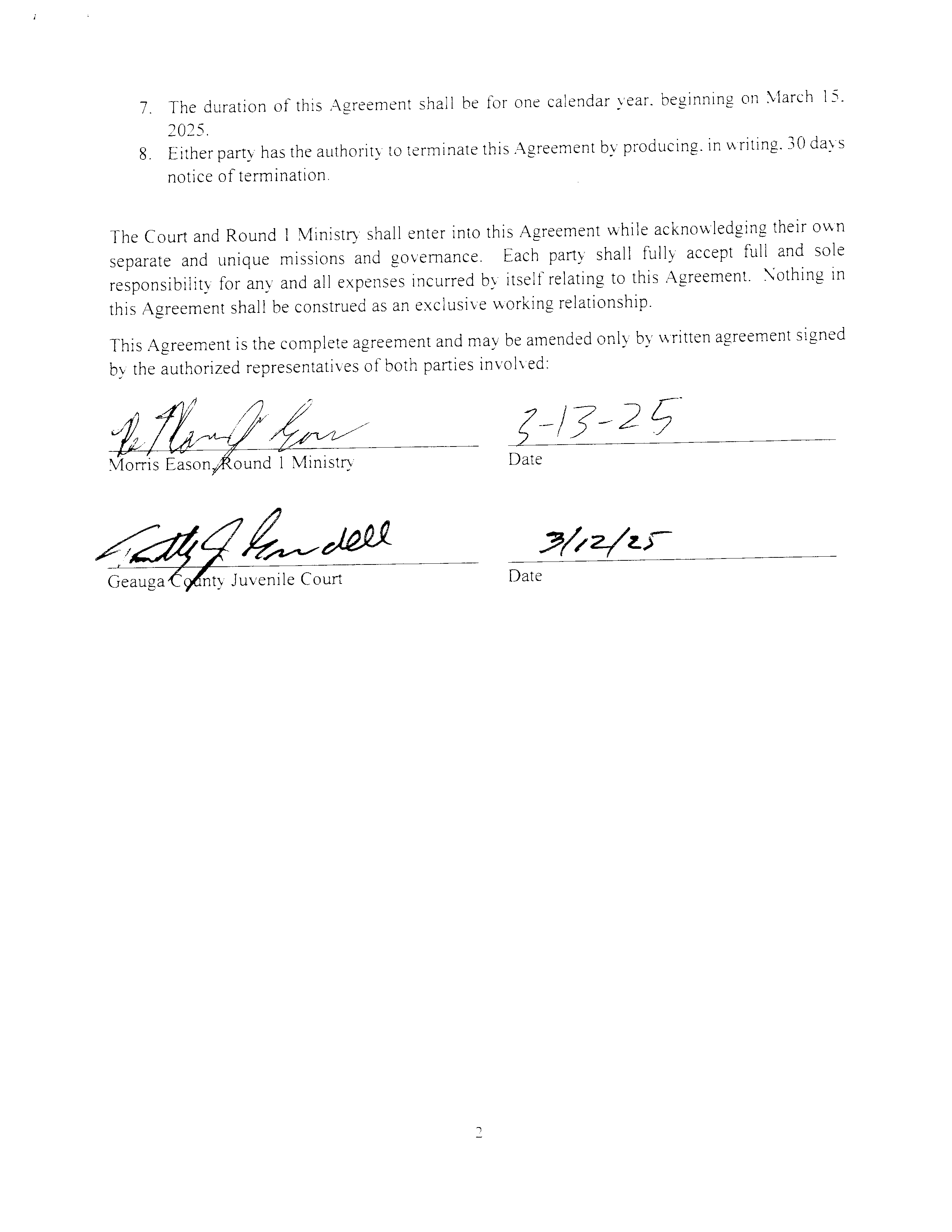 Agreement Continuation