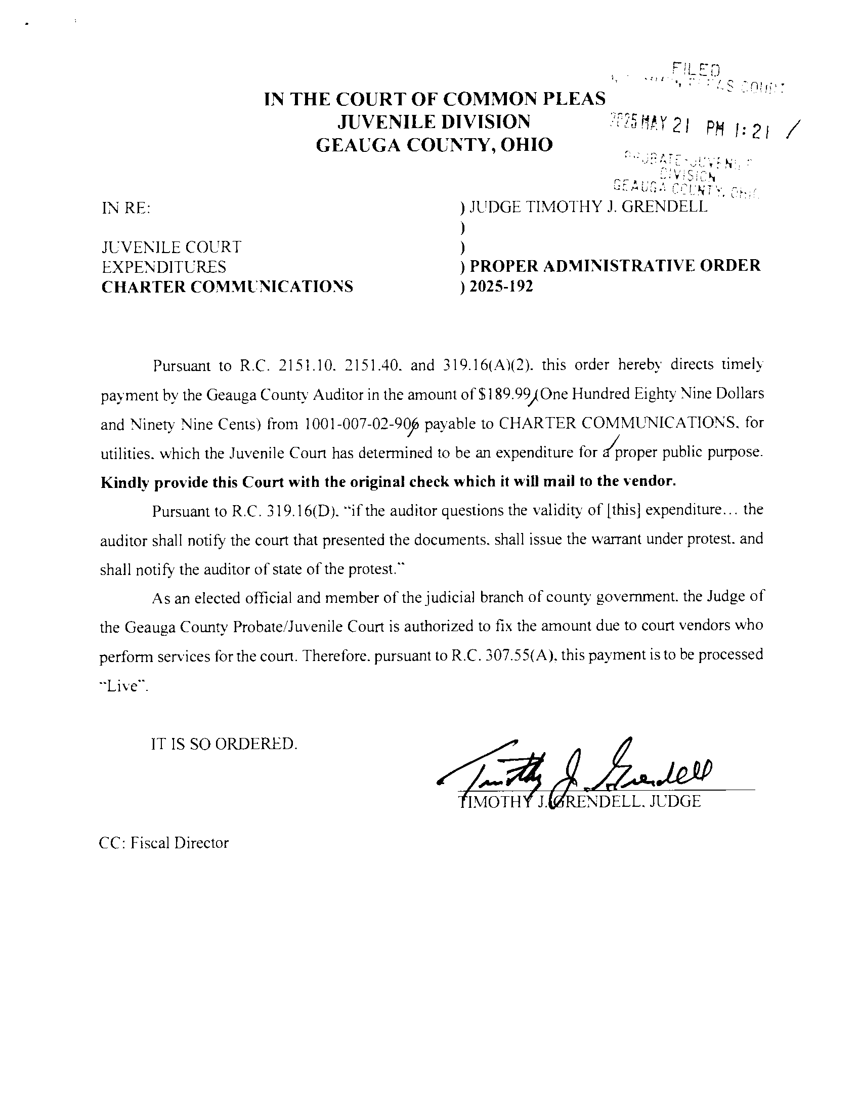 Proper Administrative Order