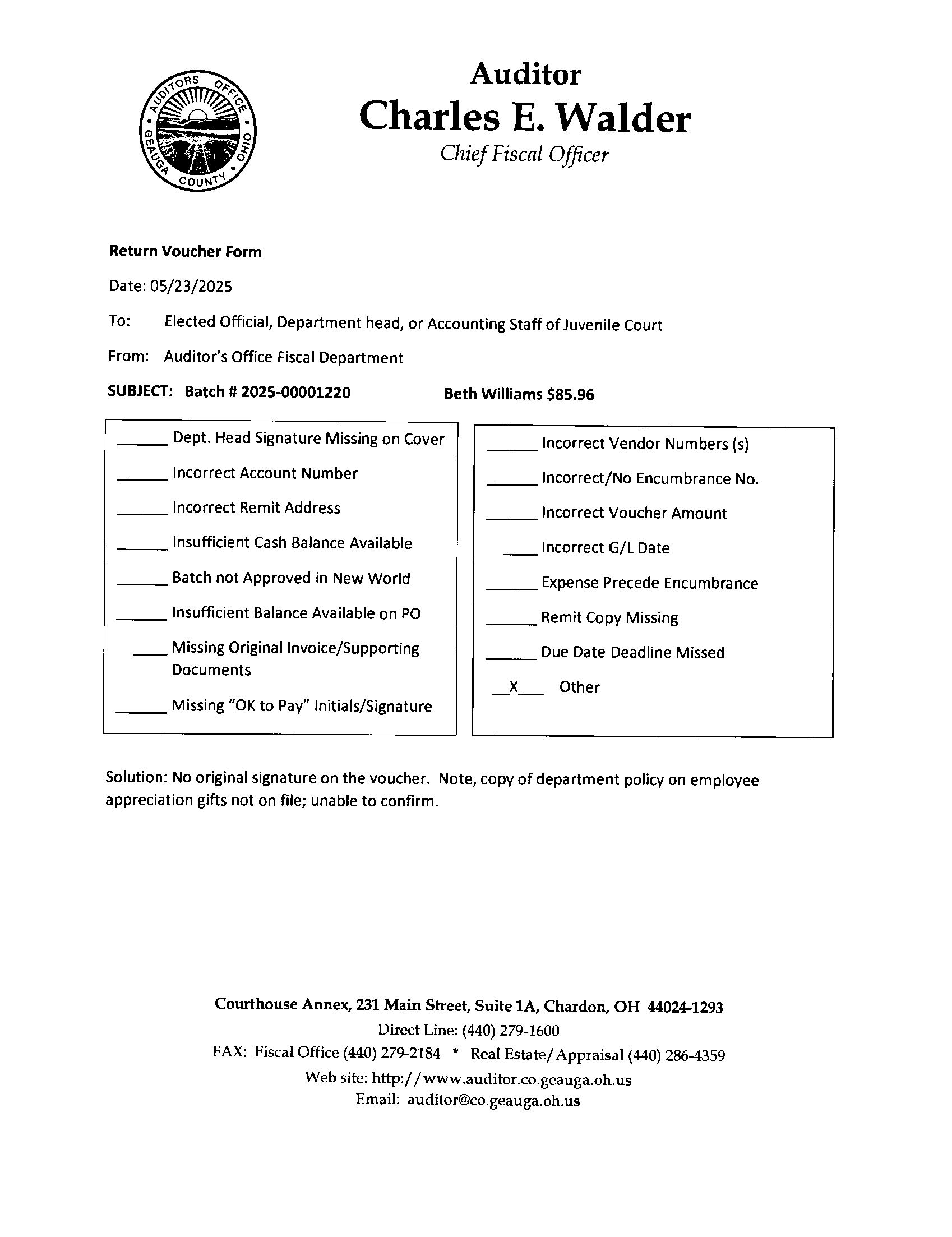 Return Voucher Form