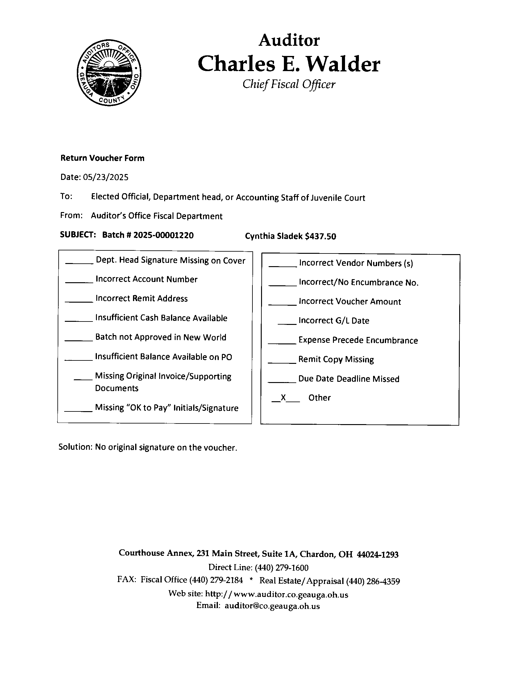 Return Voucher Form