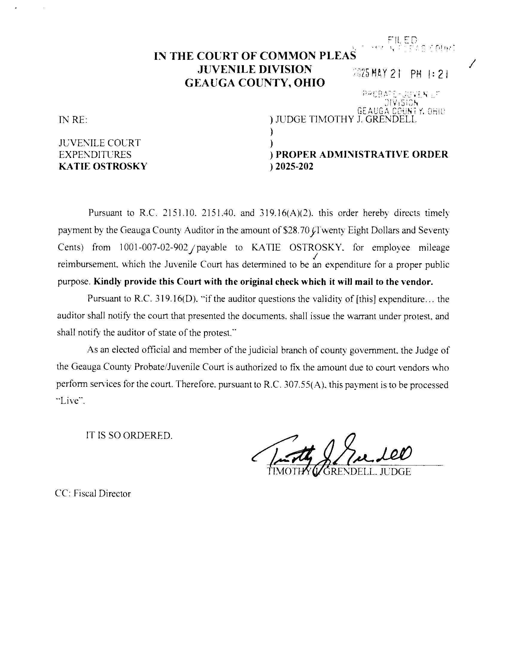 Proper Administrative Order