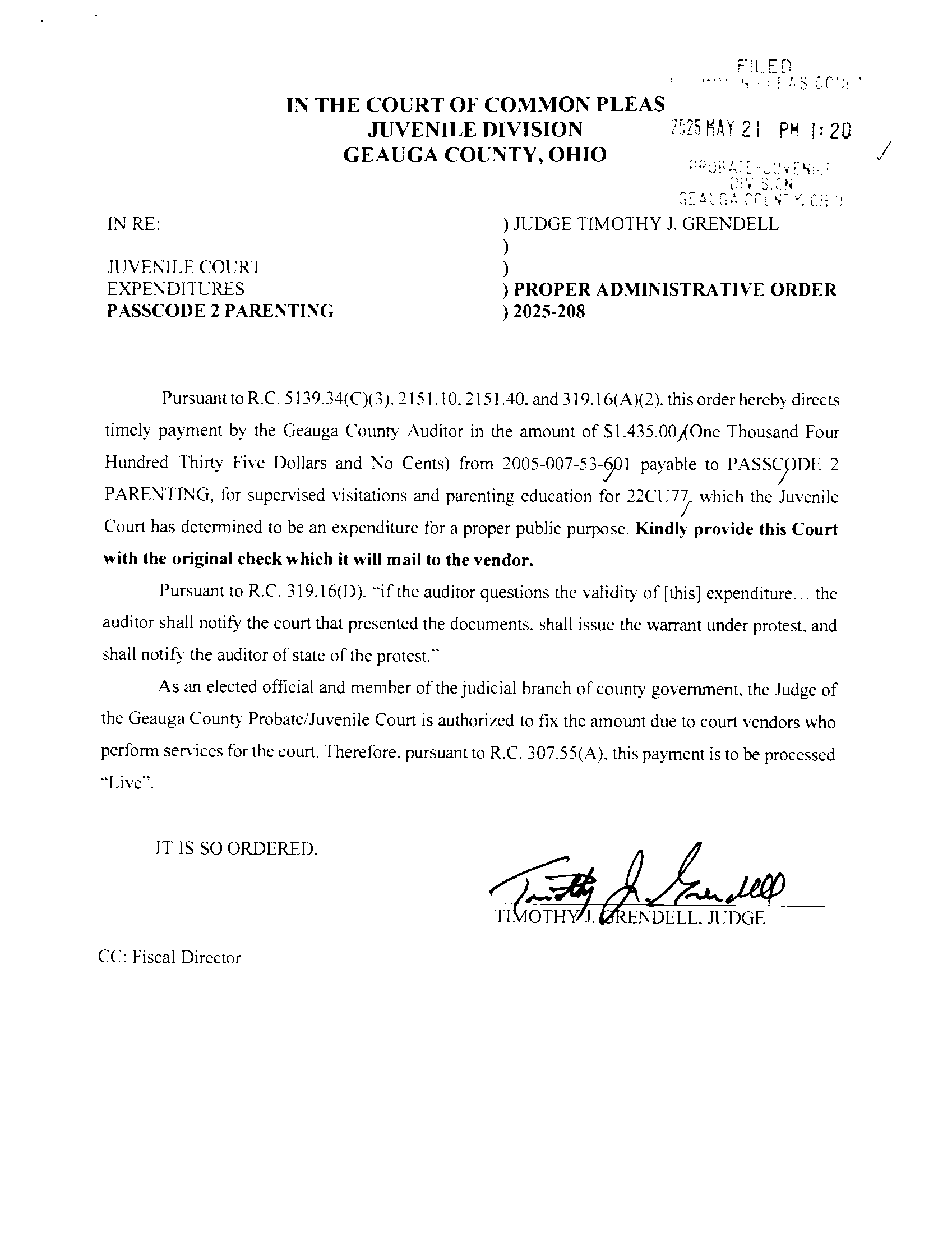 Proper Administrative Order