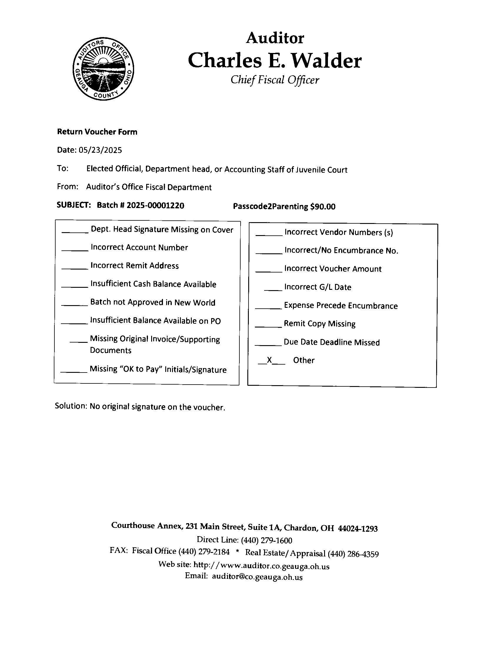 Return Voucher Form