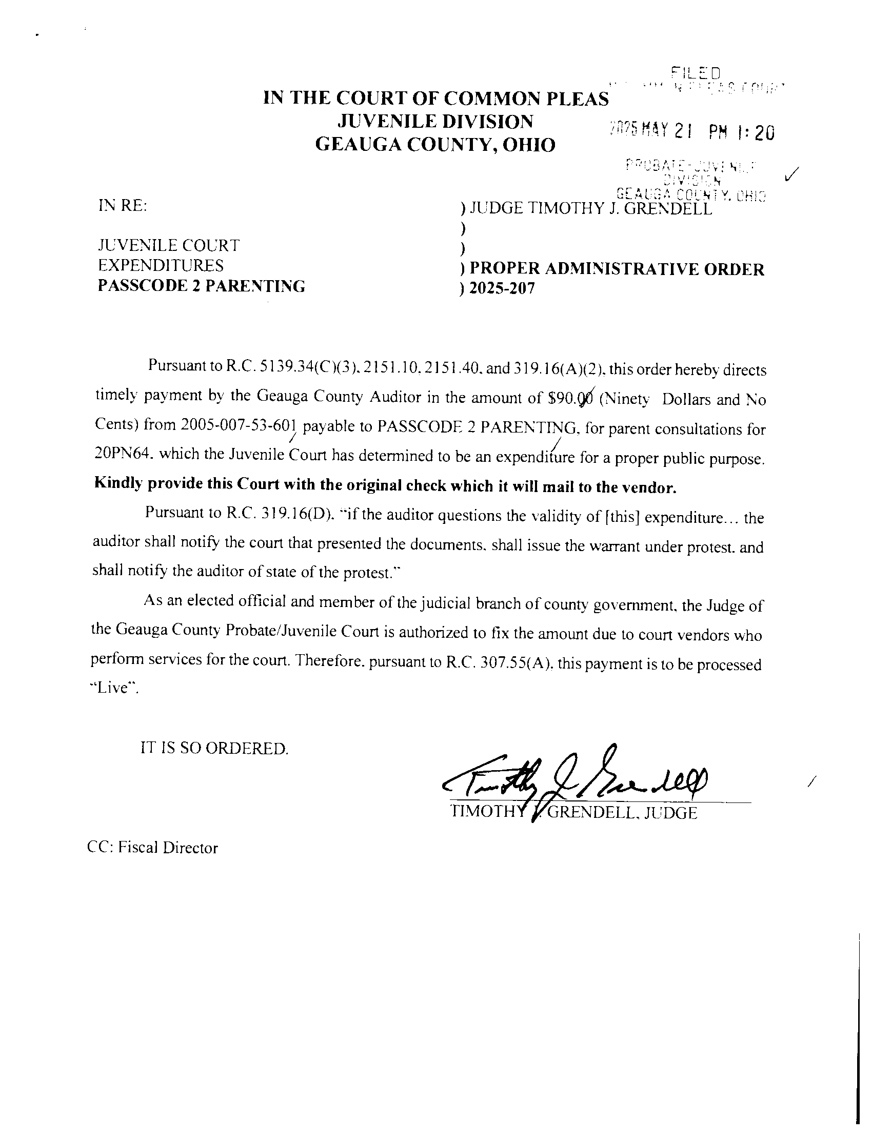 Proper Administrative Order