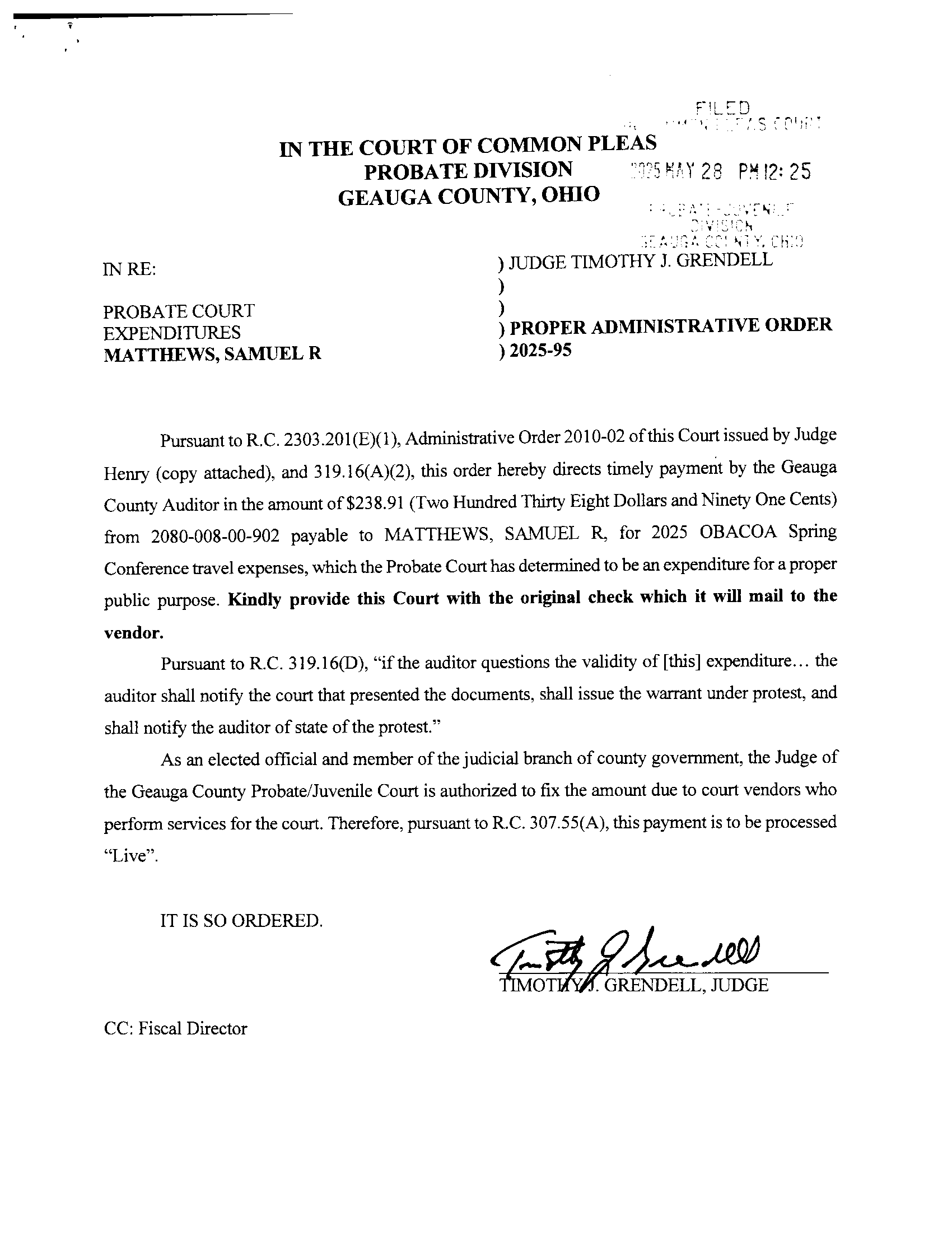 Proper Administrative Order
