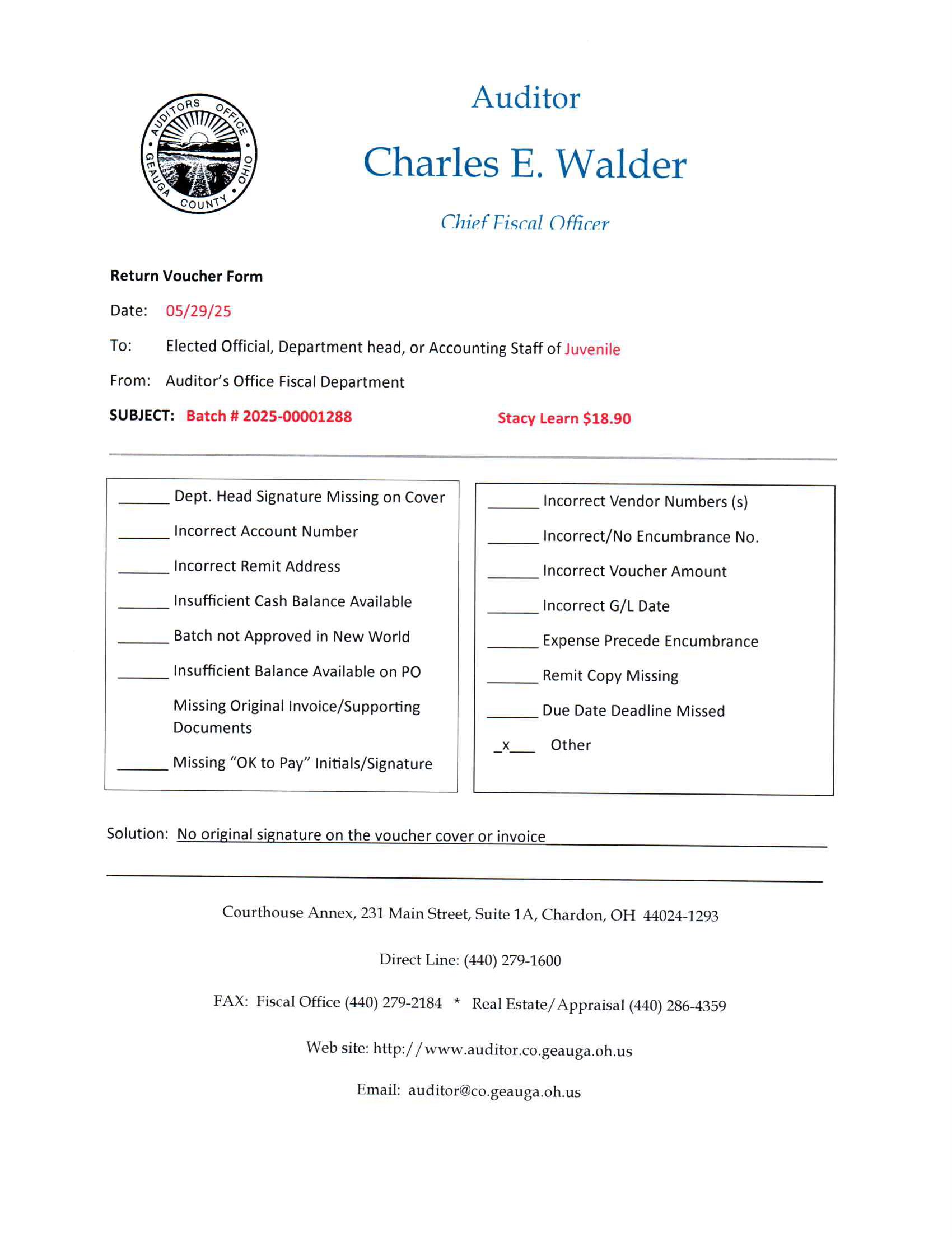Return Voucher Form