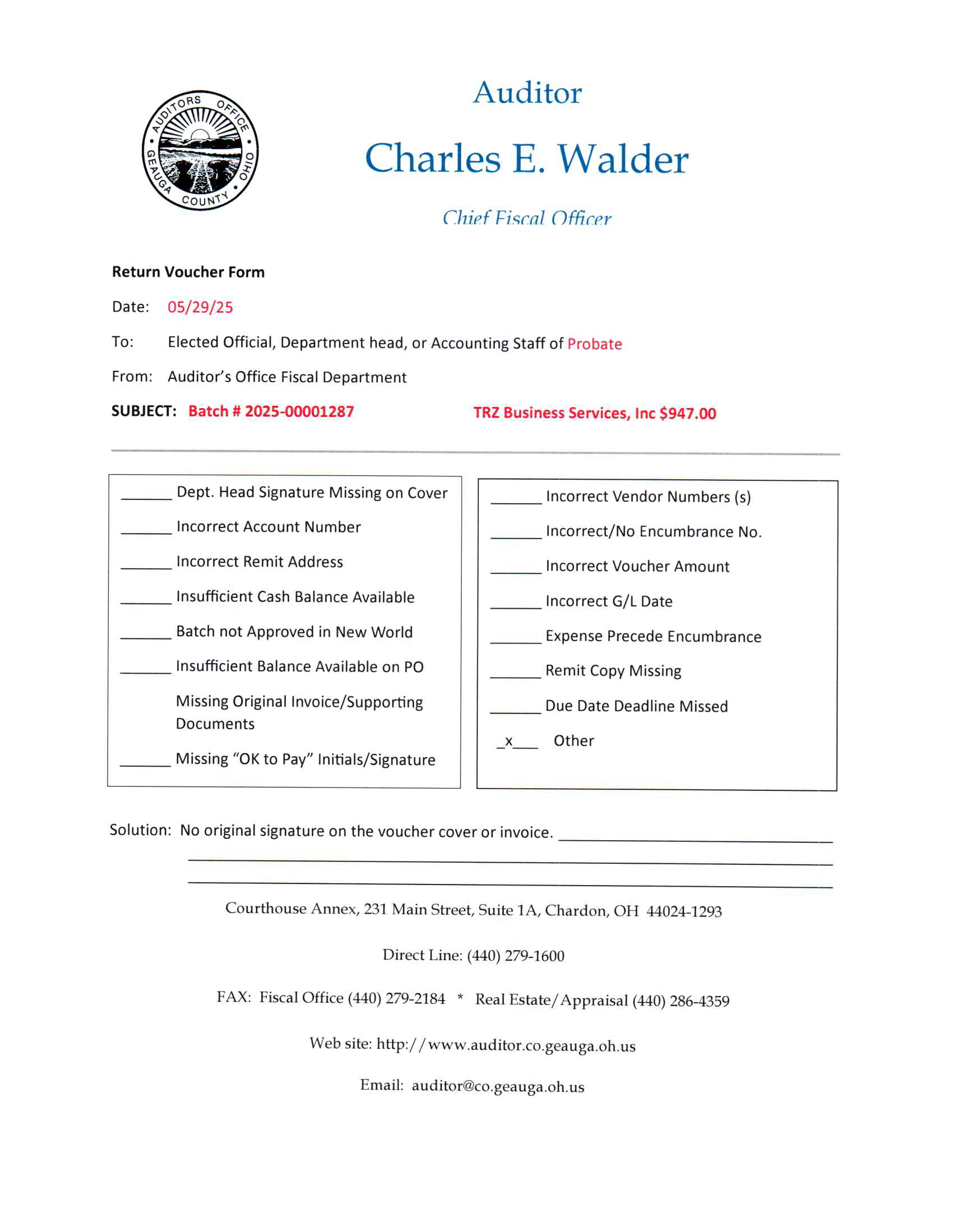Return Voucher Form
