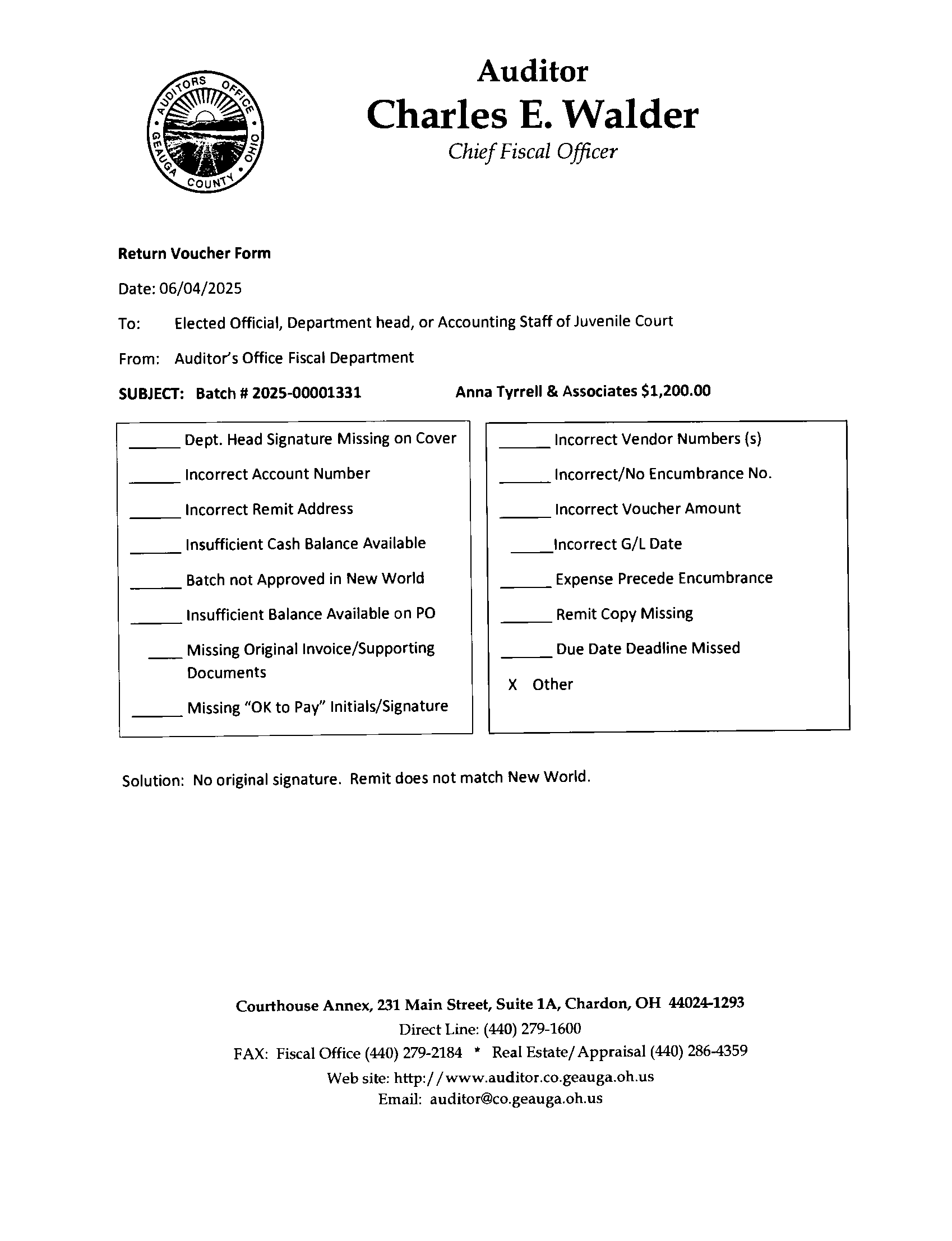 Return Voucher Form