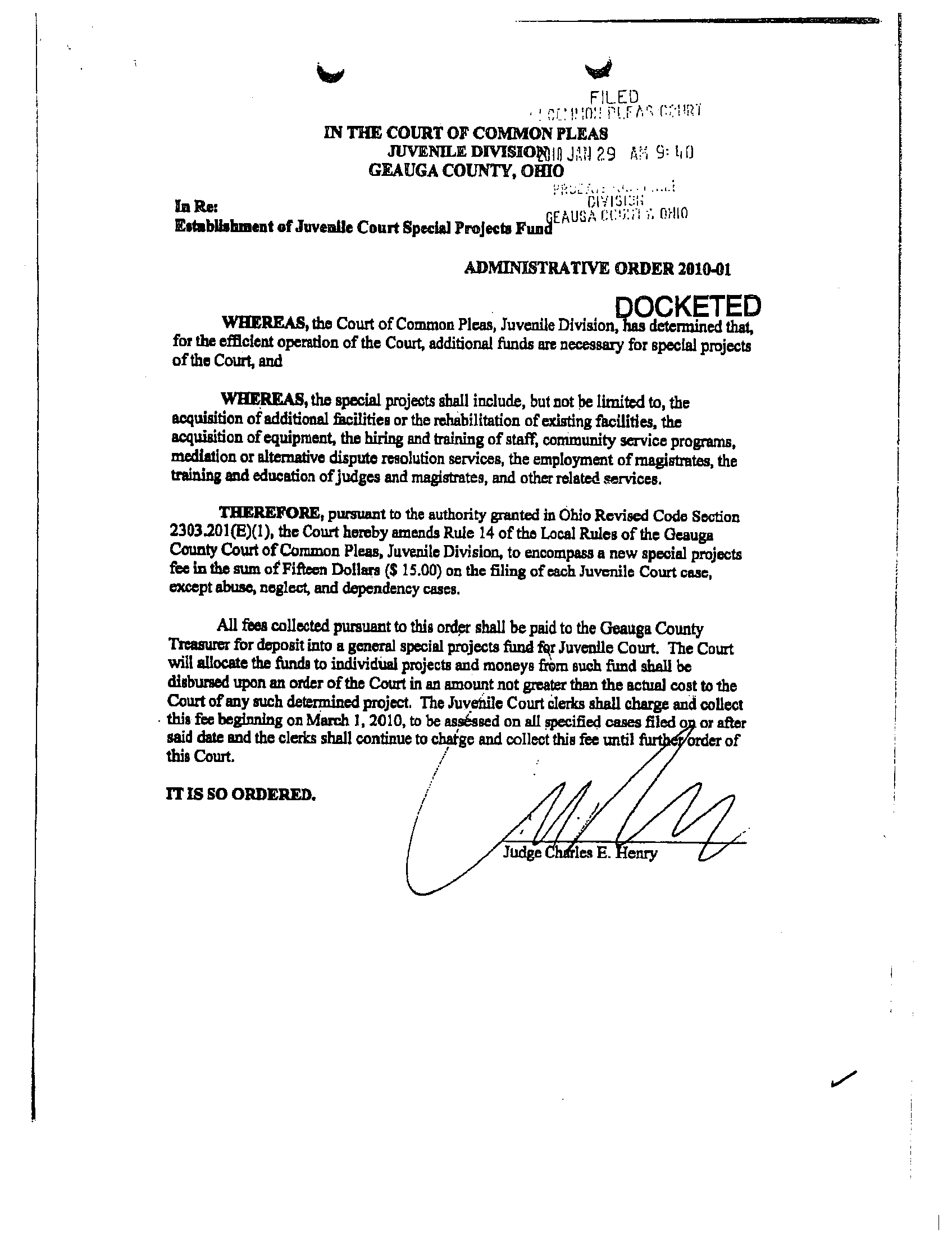  Administrative Order