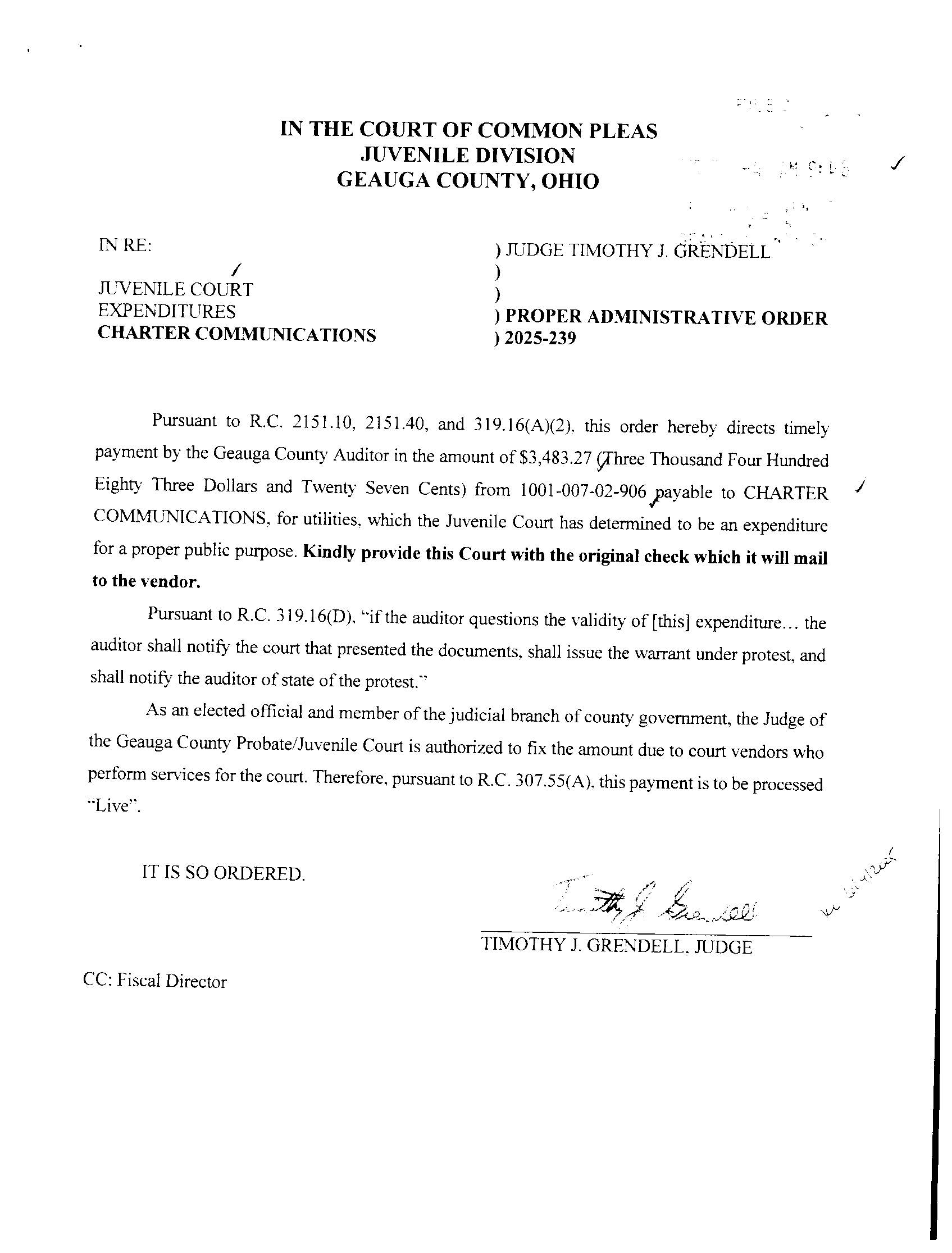 Proper Administrative Order