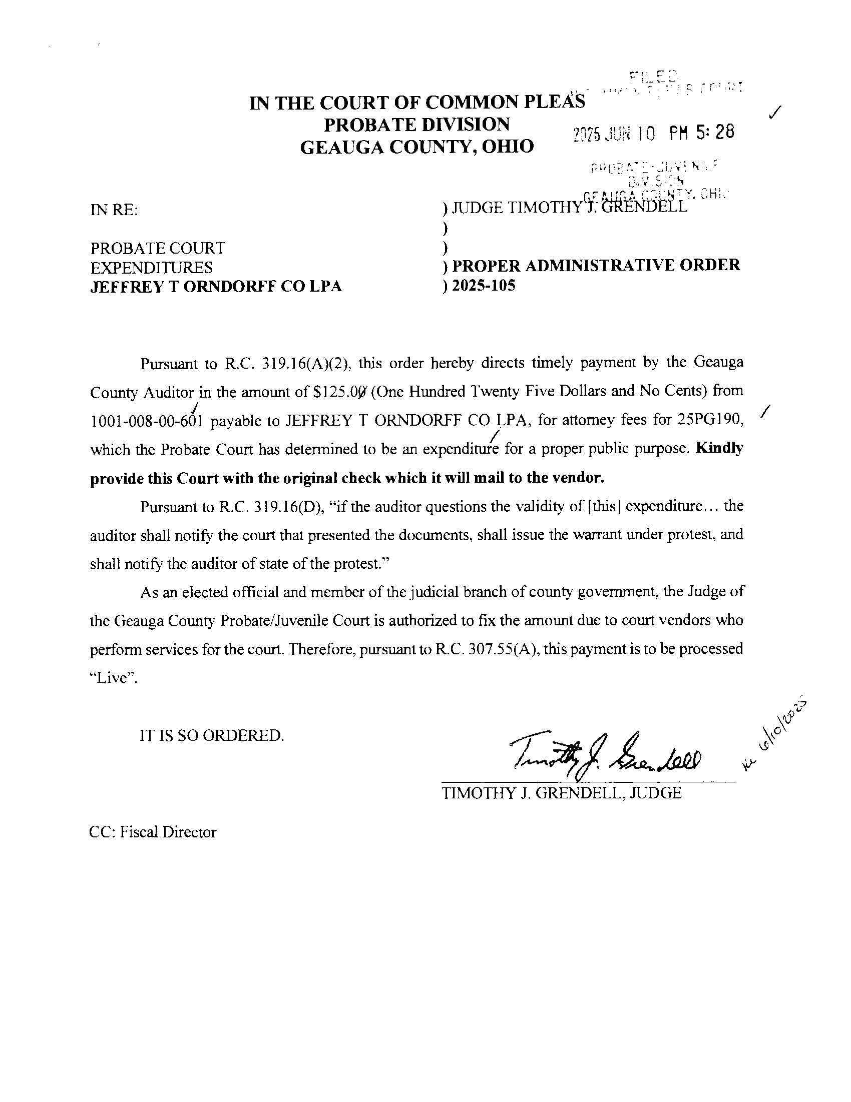 Proper Administrative Order