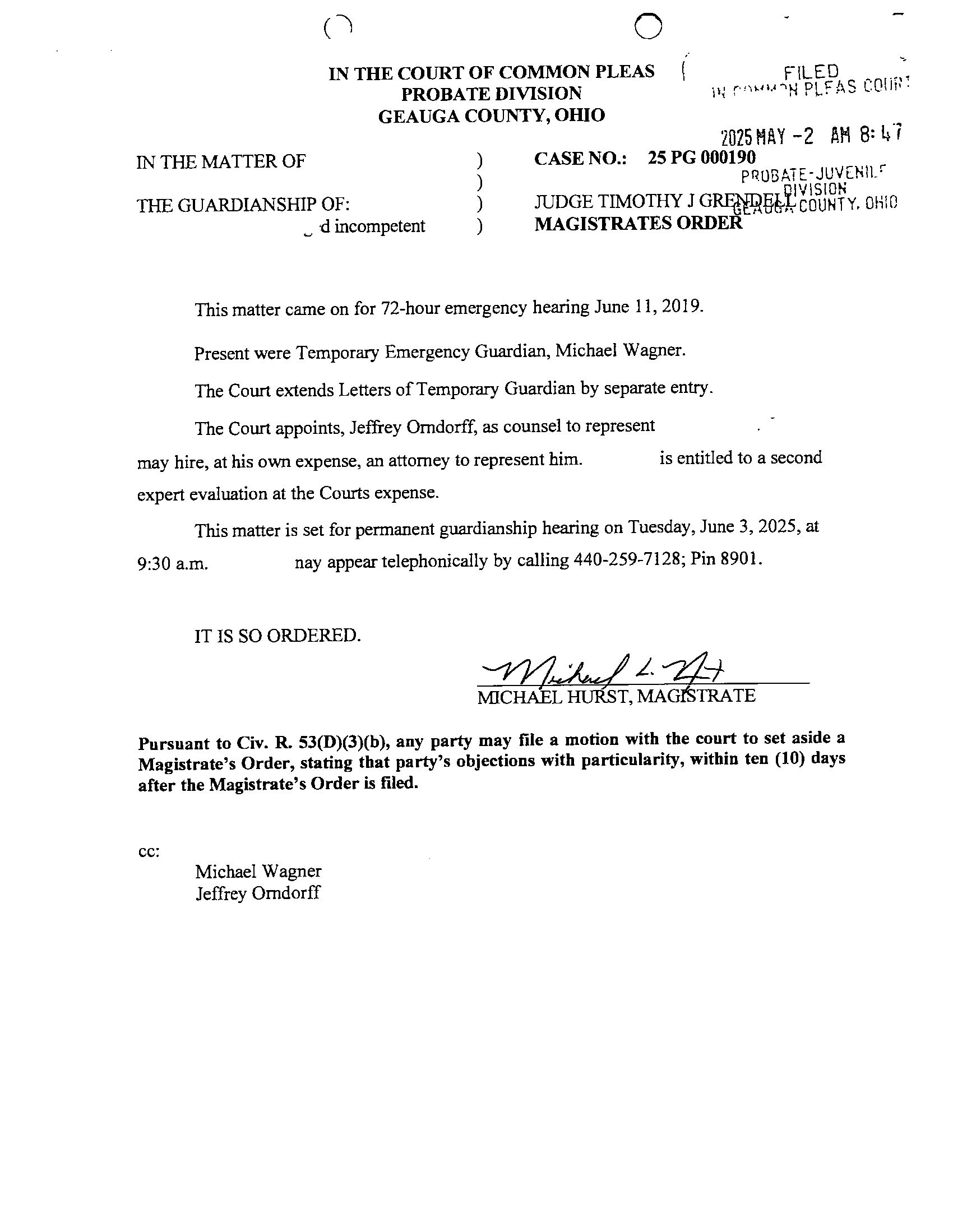 Magistrates Order