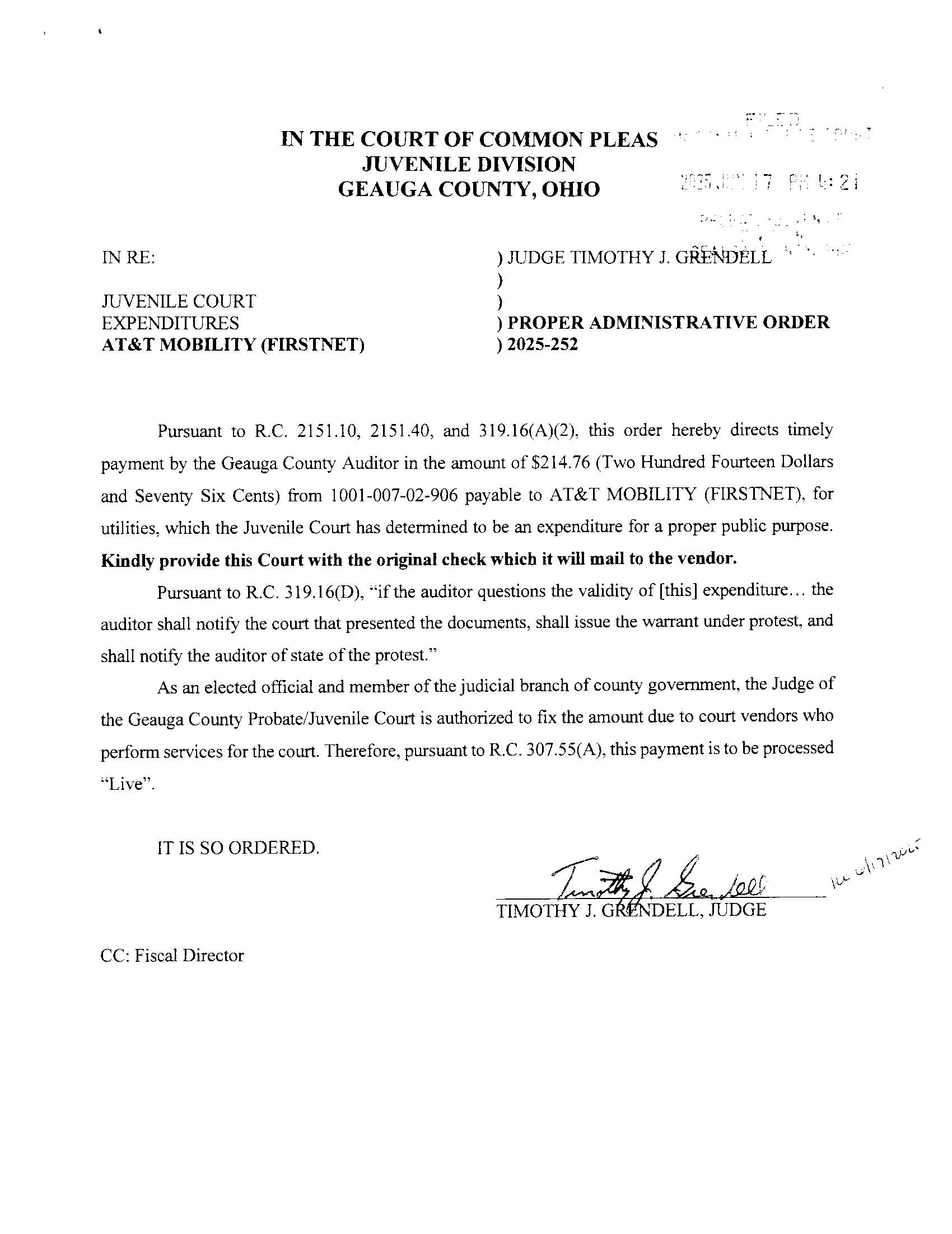 Proper Administrative Order