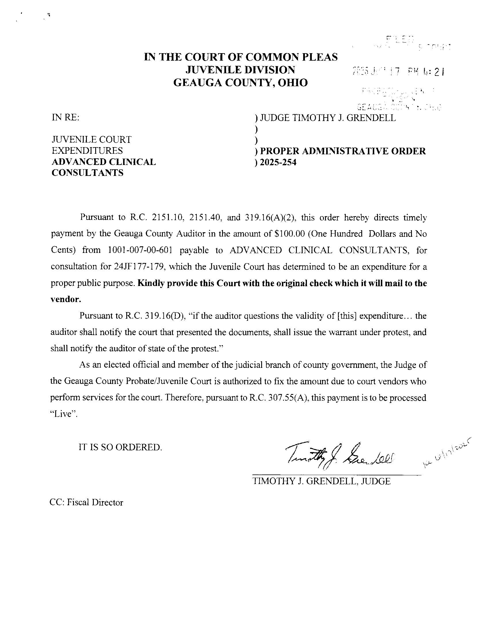 Proper Administrative Order