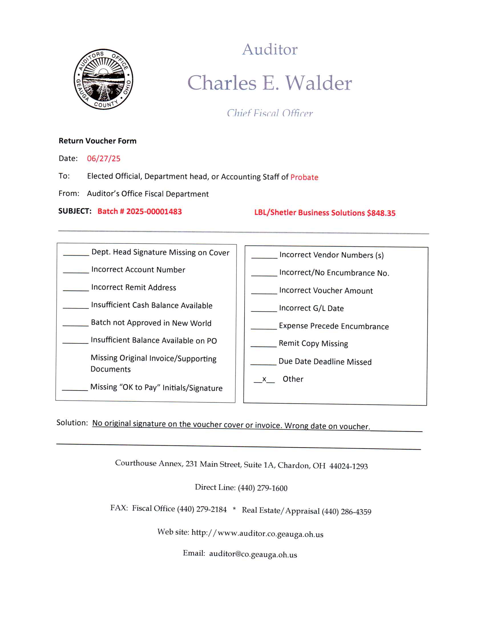 Return Voucher Form