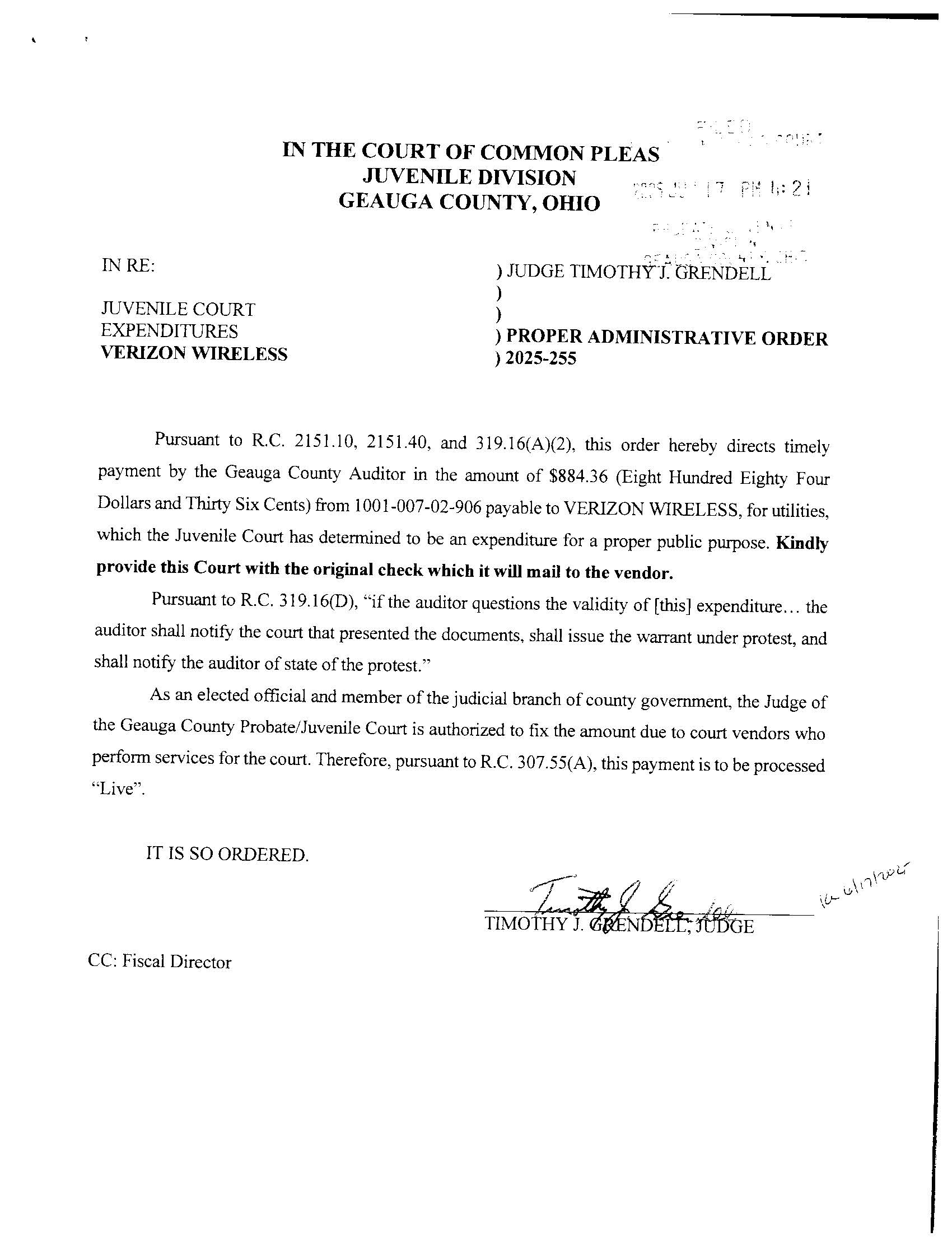 Proper Administrative Order