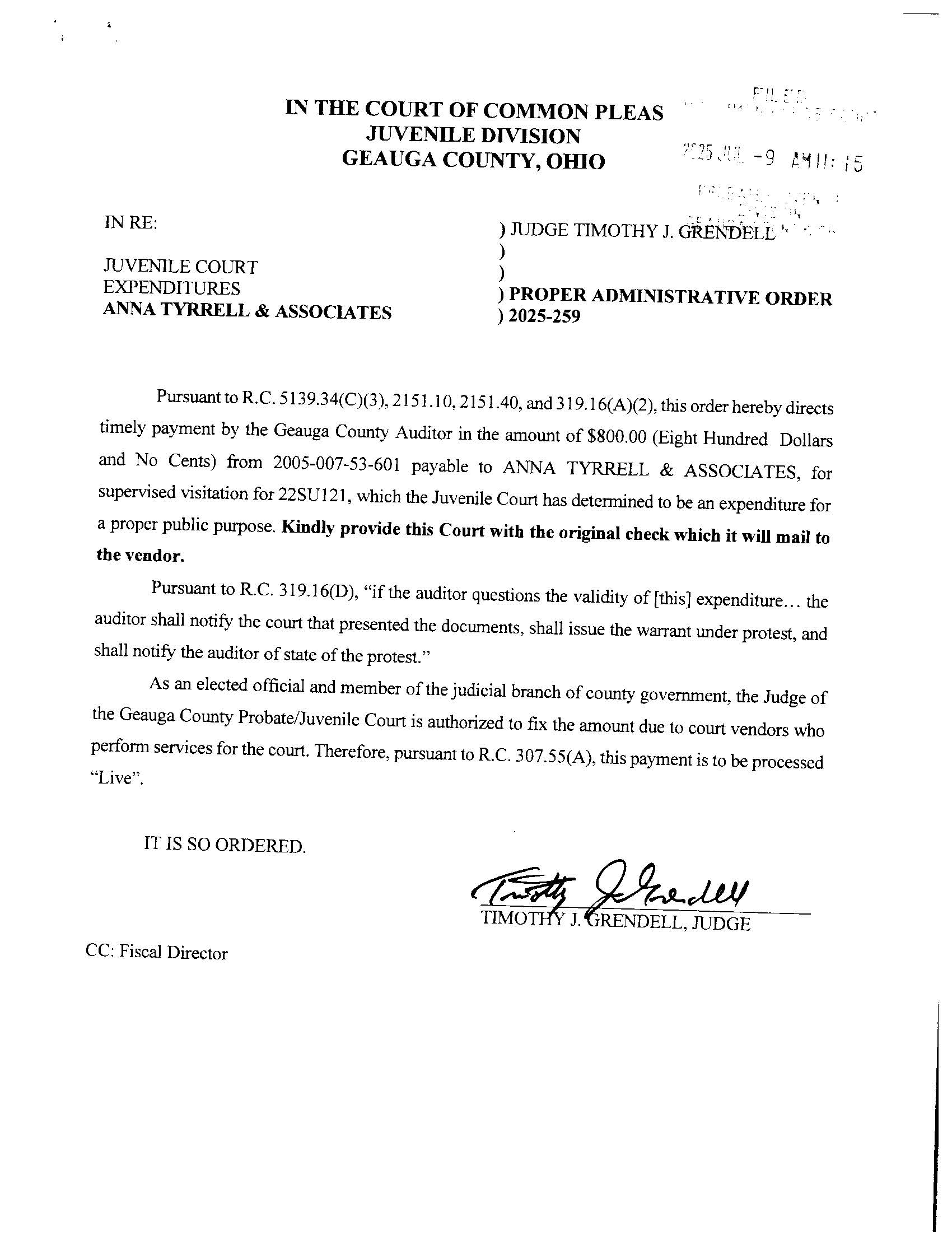 Proper Administrative Order