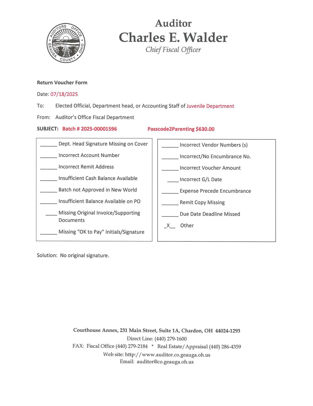 Return Voucher Form