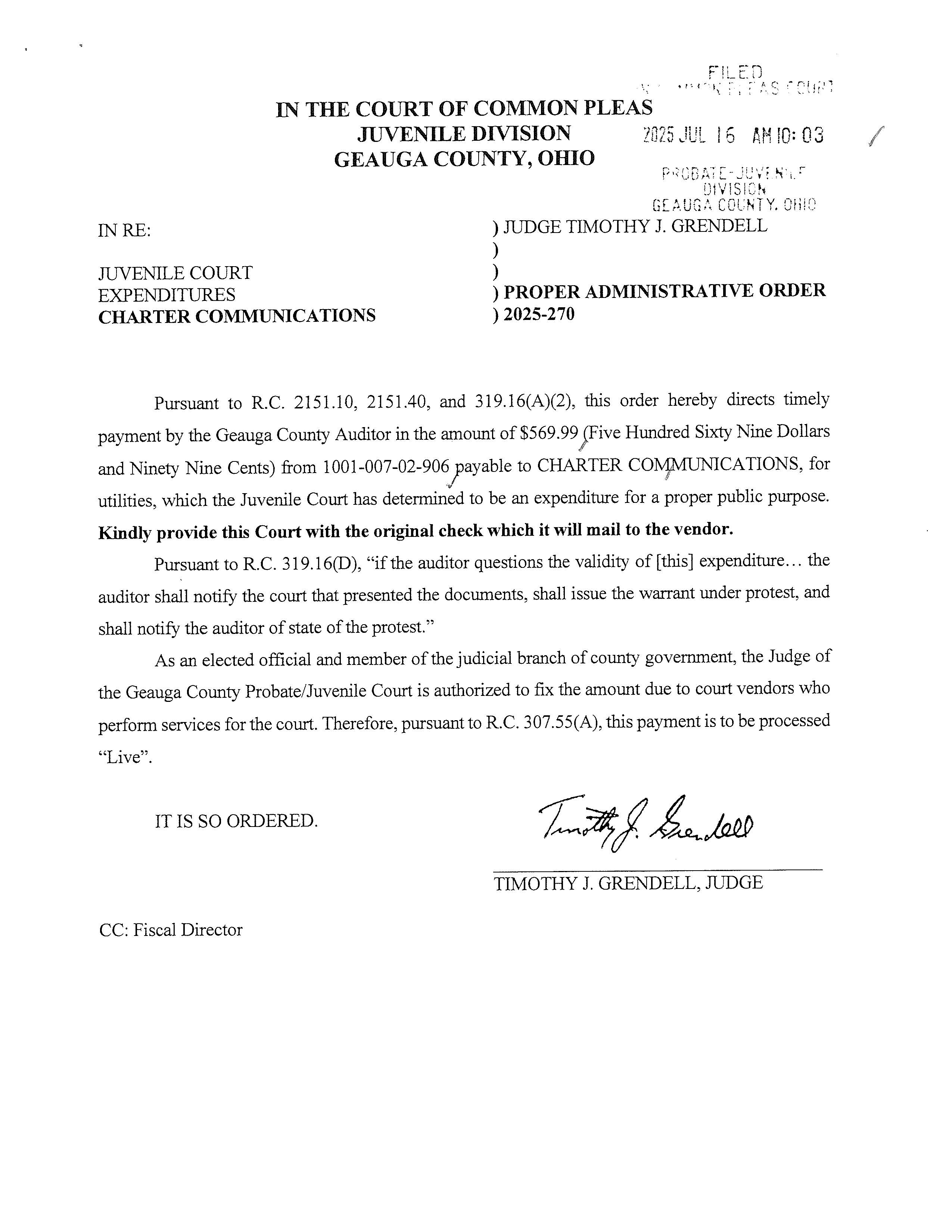 Proper Administrative Order