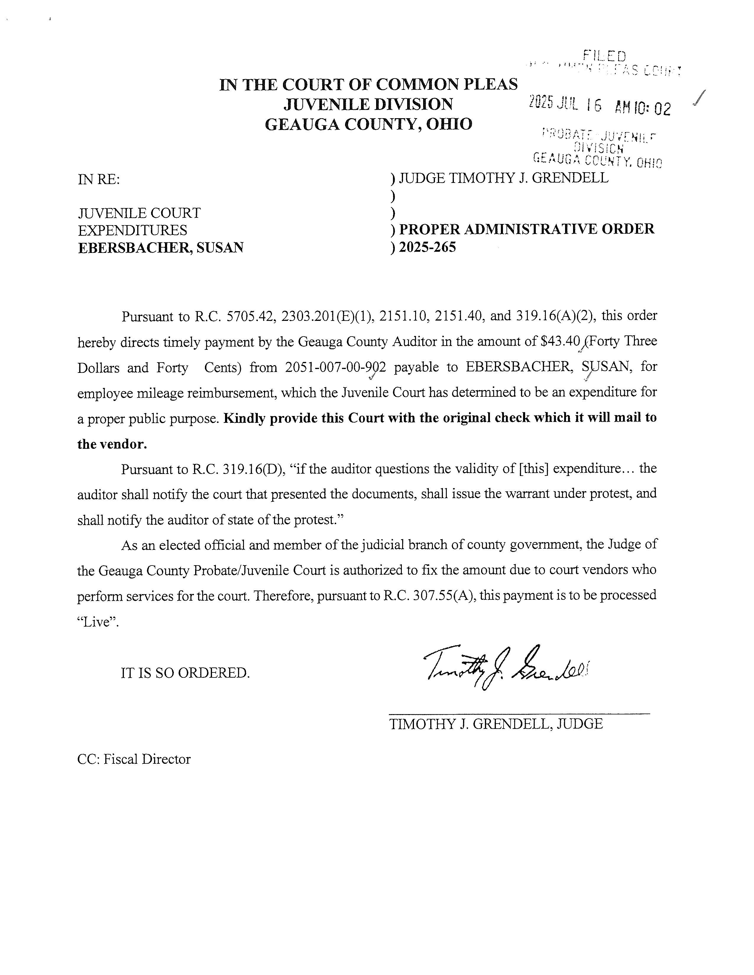 Proper Administrative Order