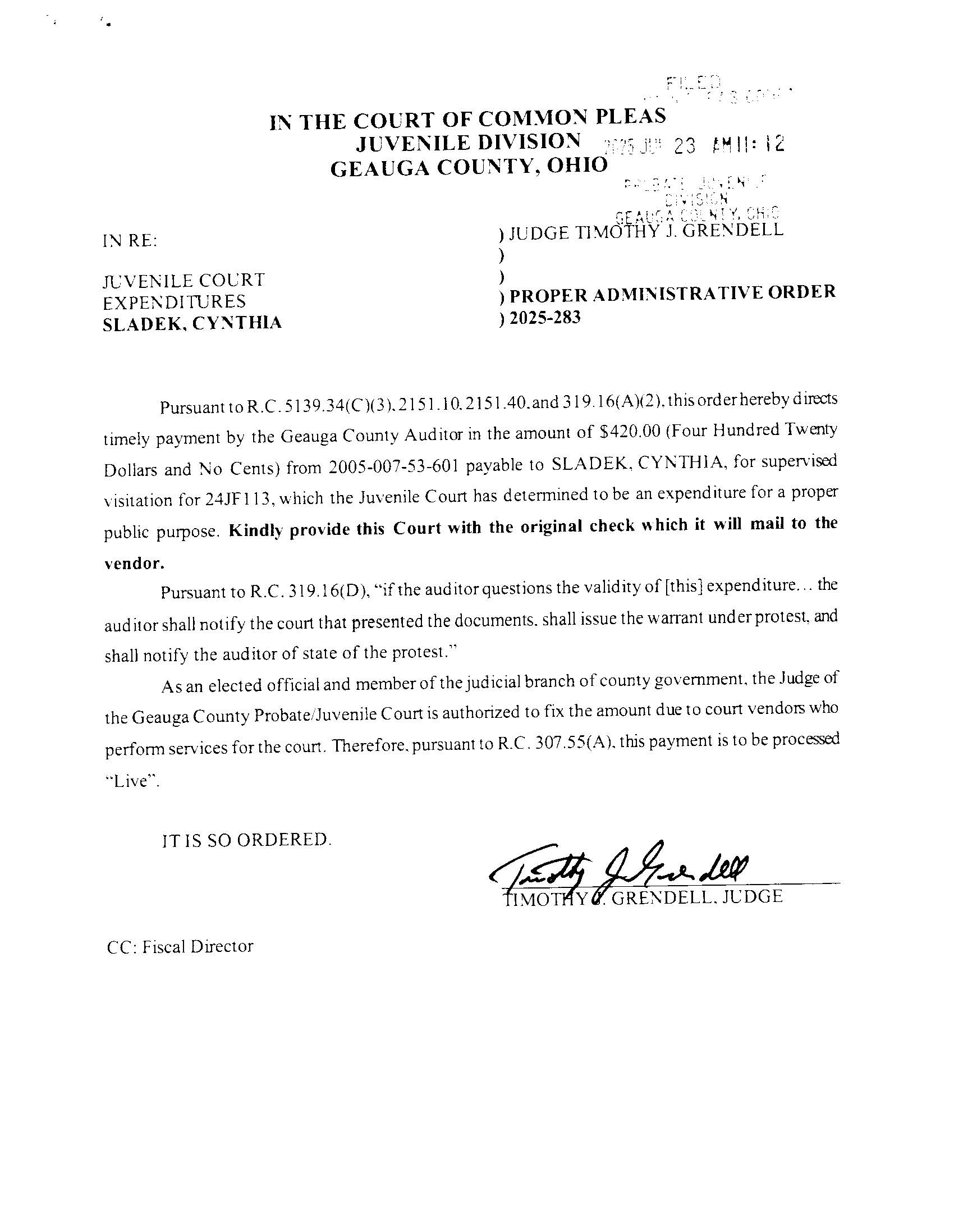 Proper Administrative Order