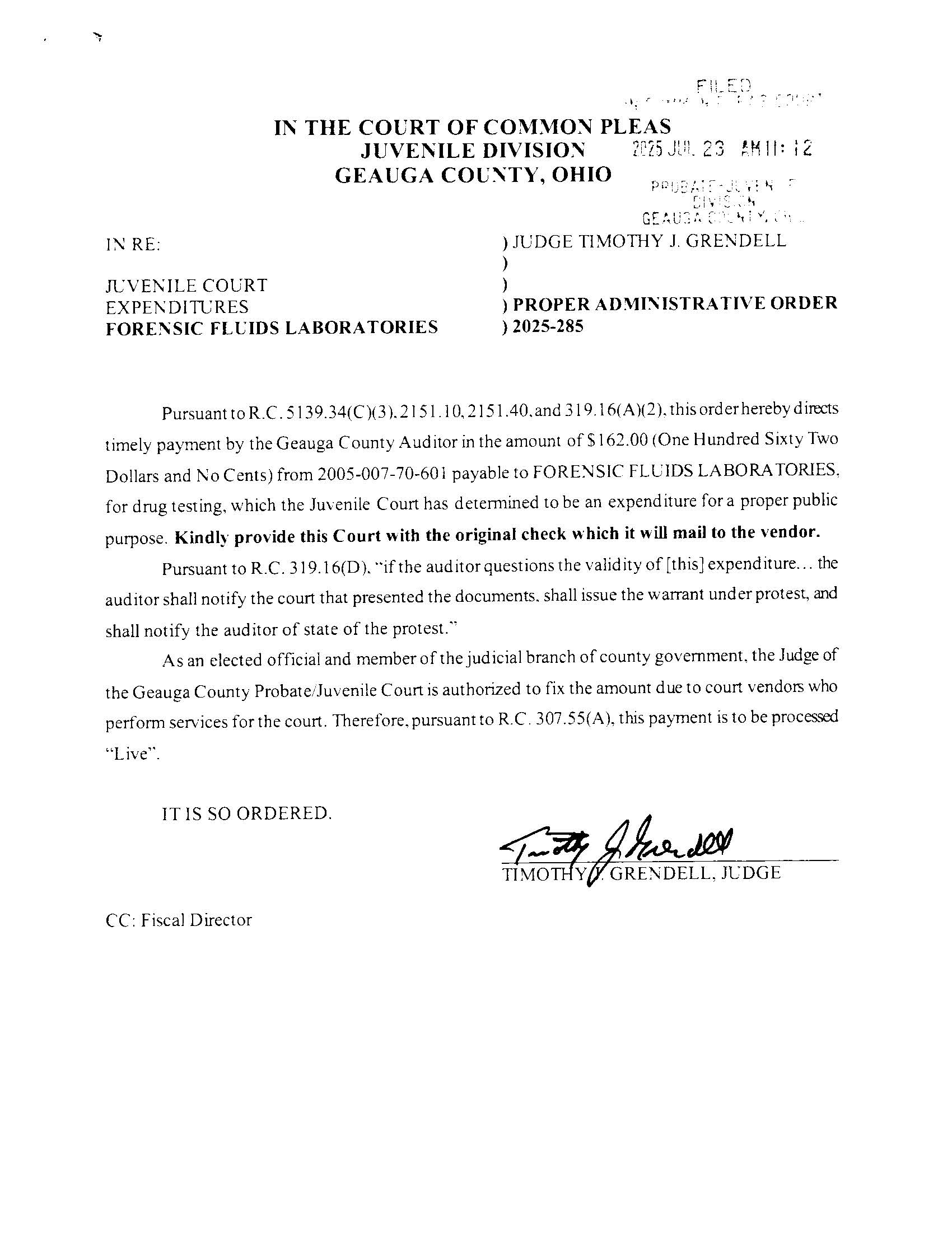 Proper Administrative Order