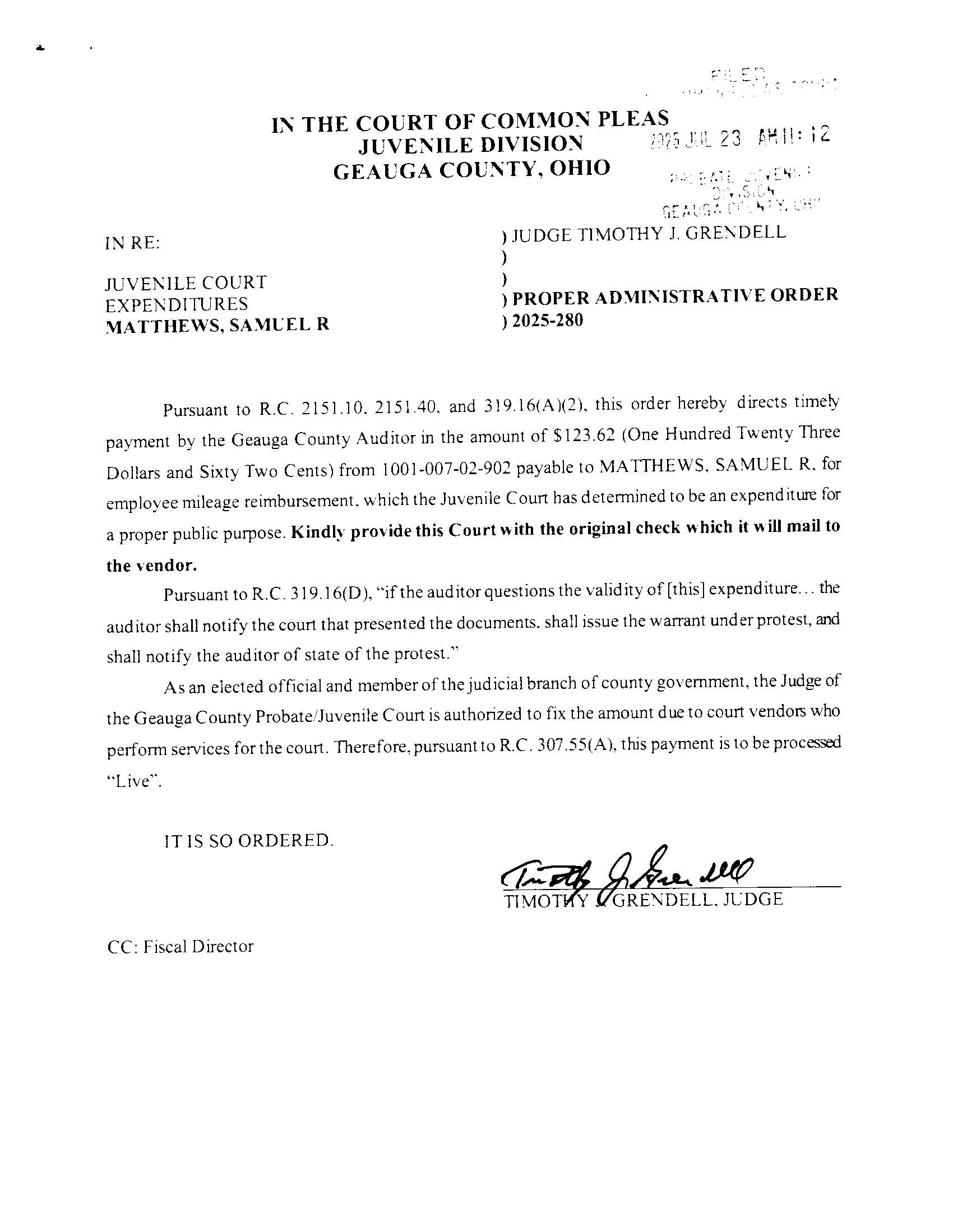 Proper Administrative Order