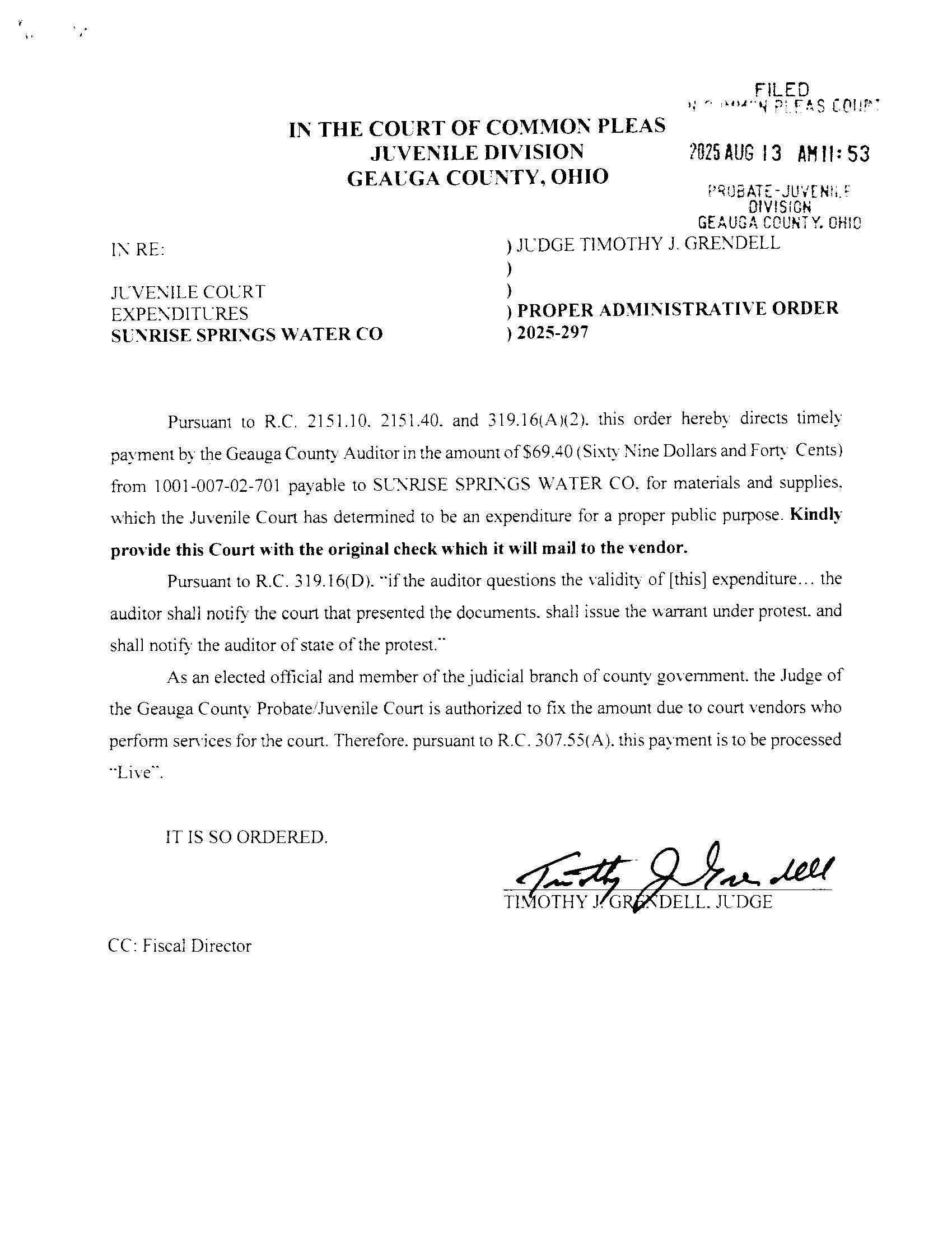Proper Administrative Order