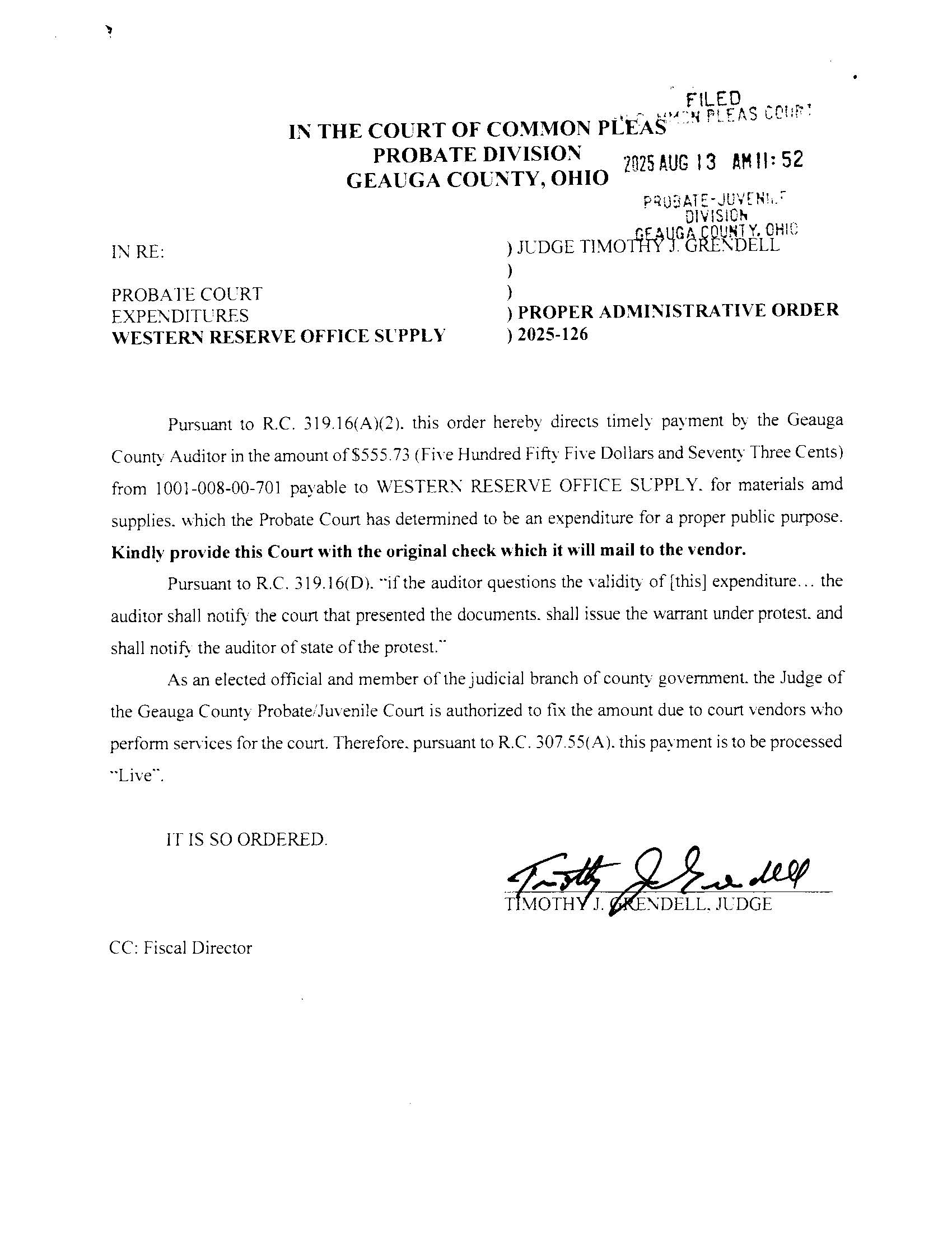 Proper Administrative Order