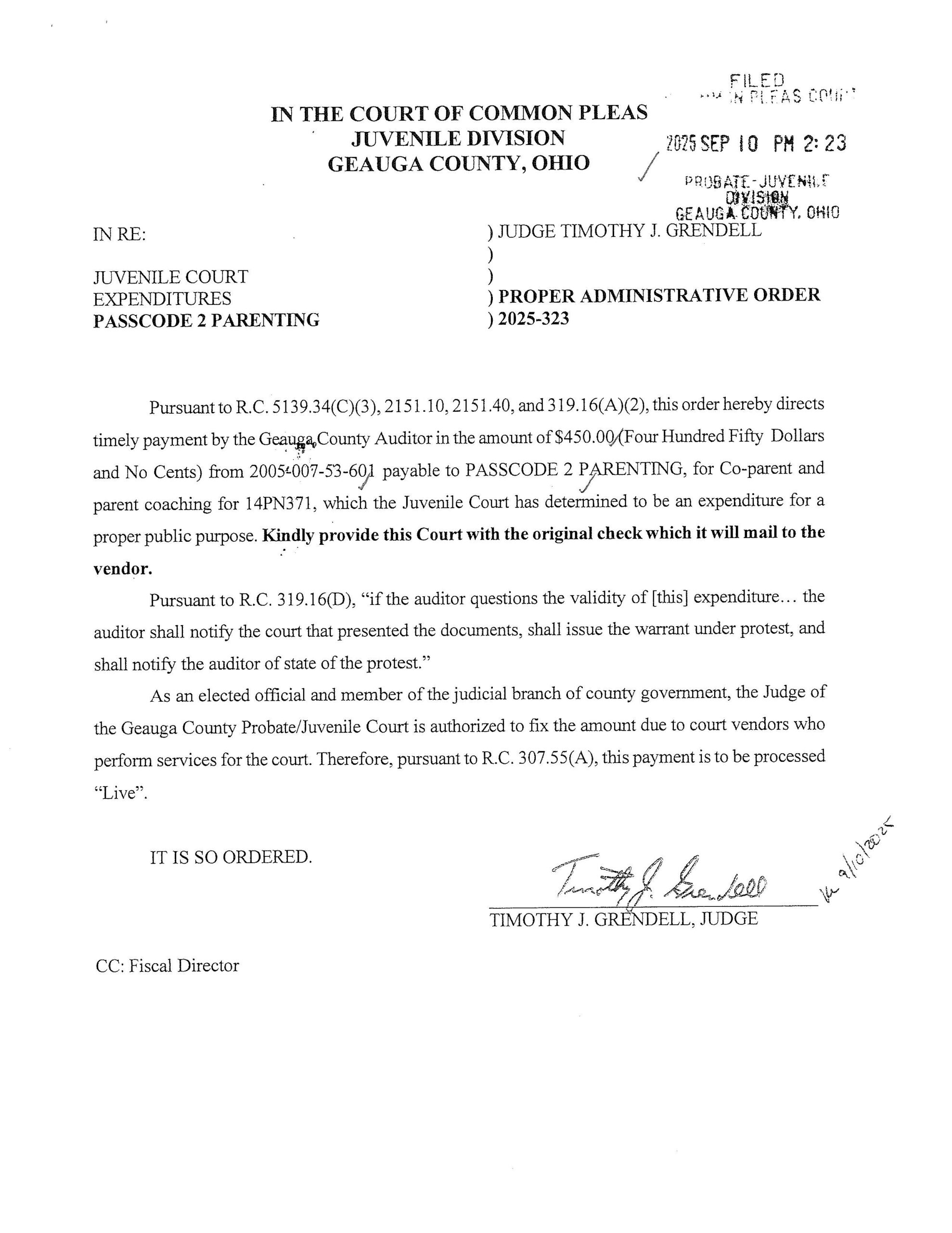 Proper Administrative Order