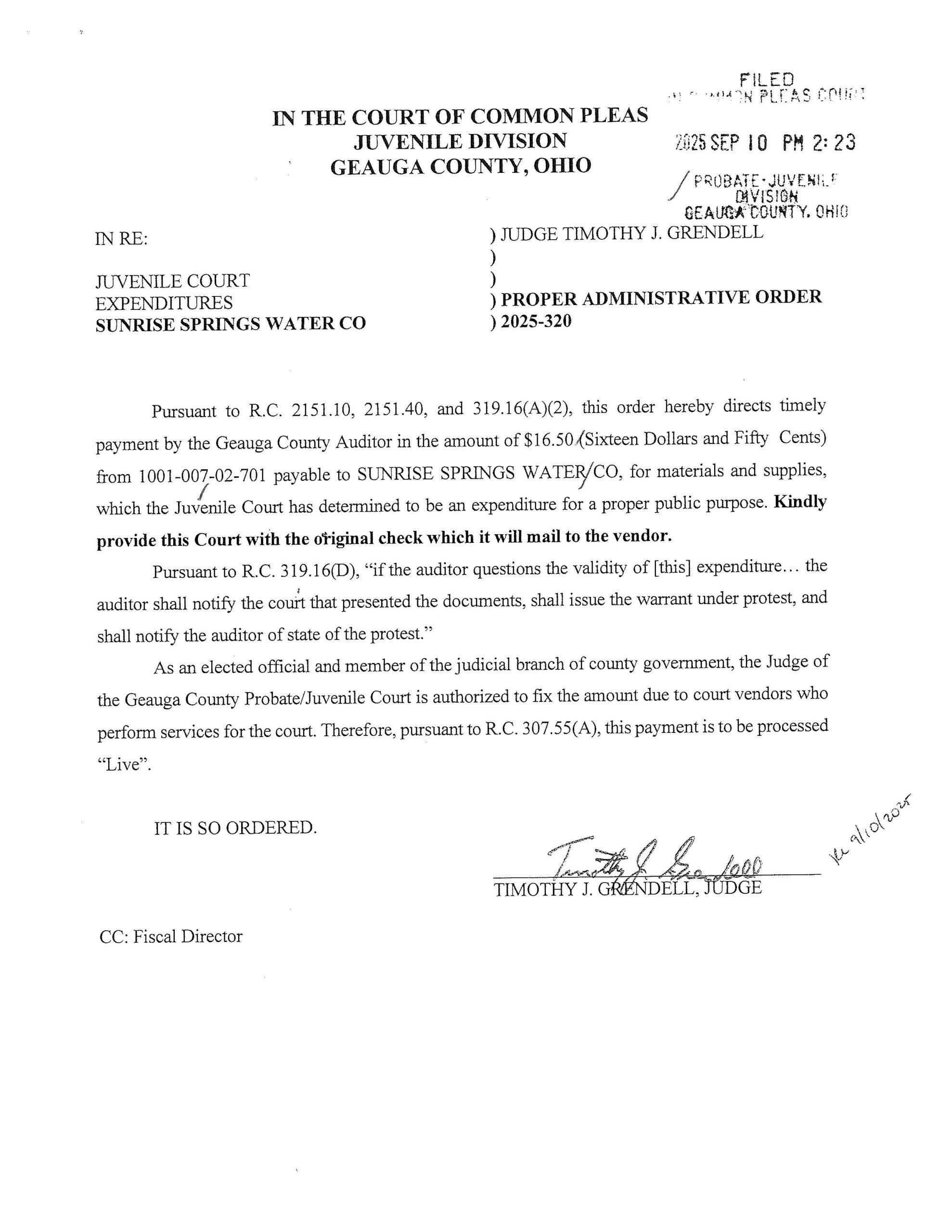 Proper Administrative Order