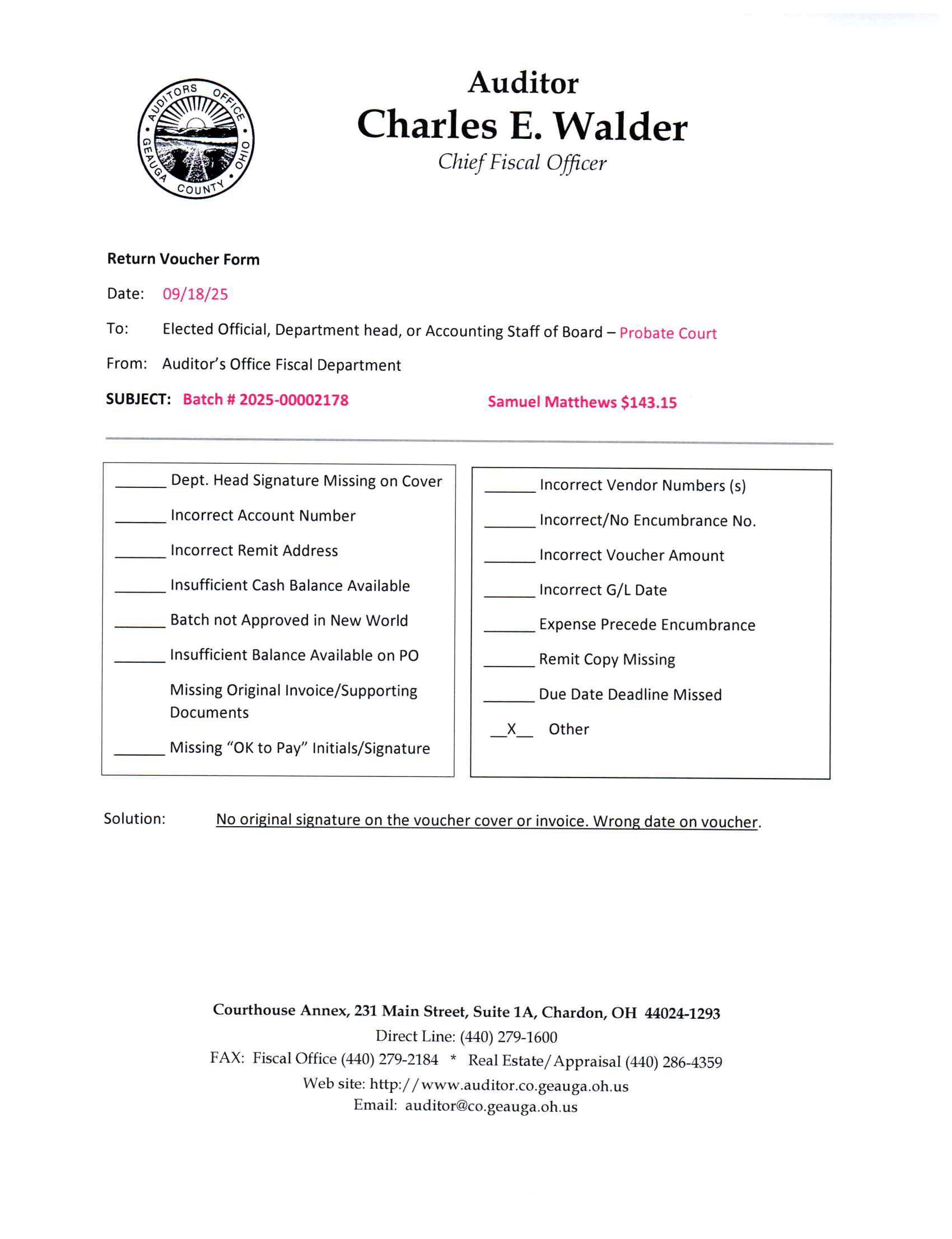 Return Voucher Form