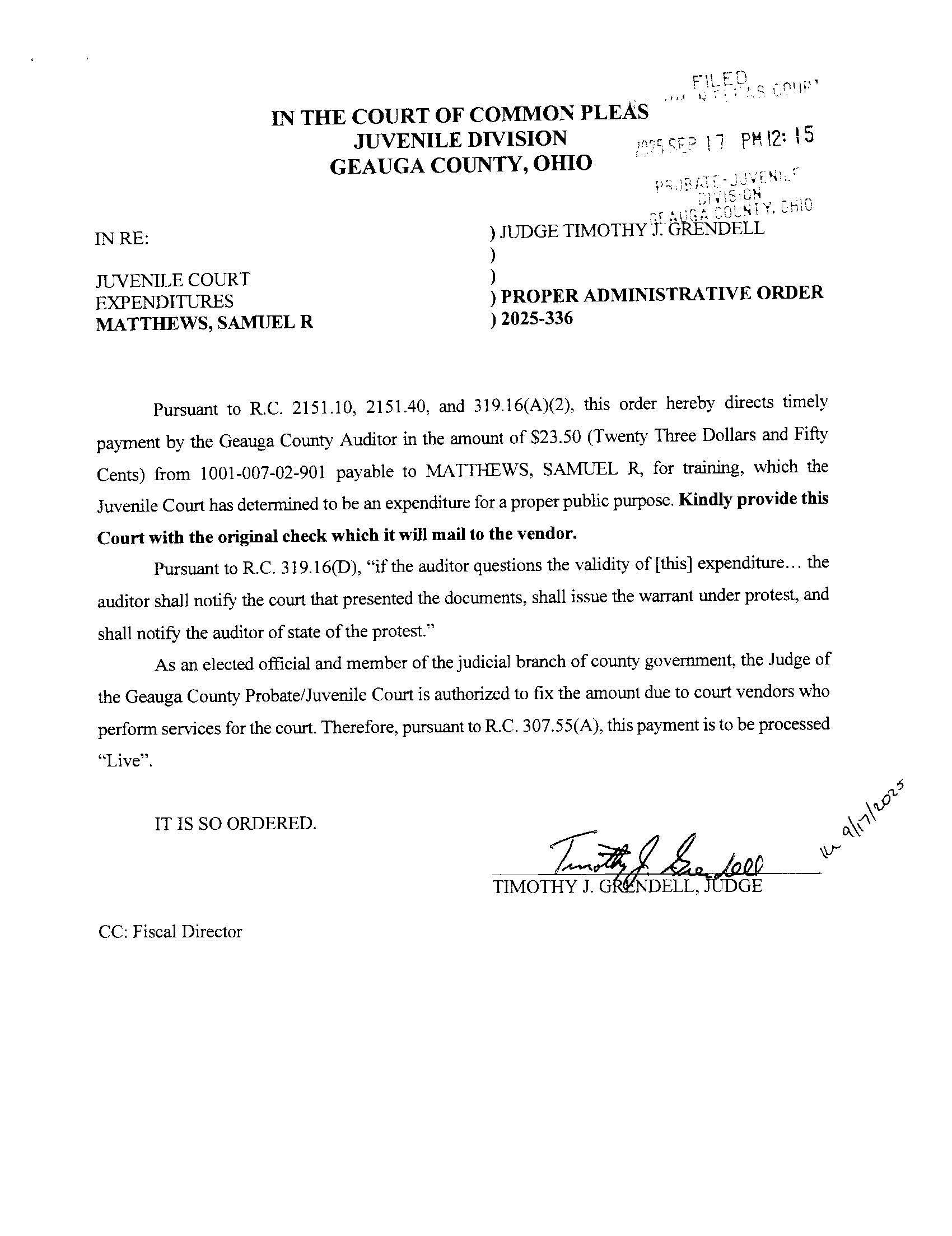 Proper Administrative Order