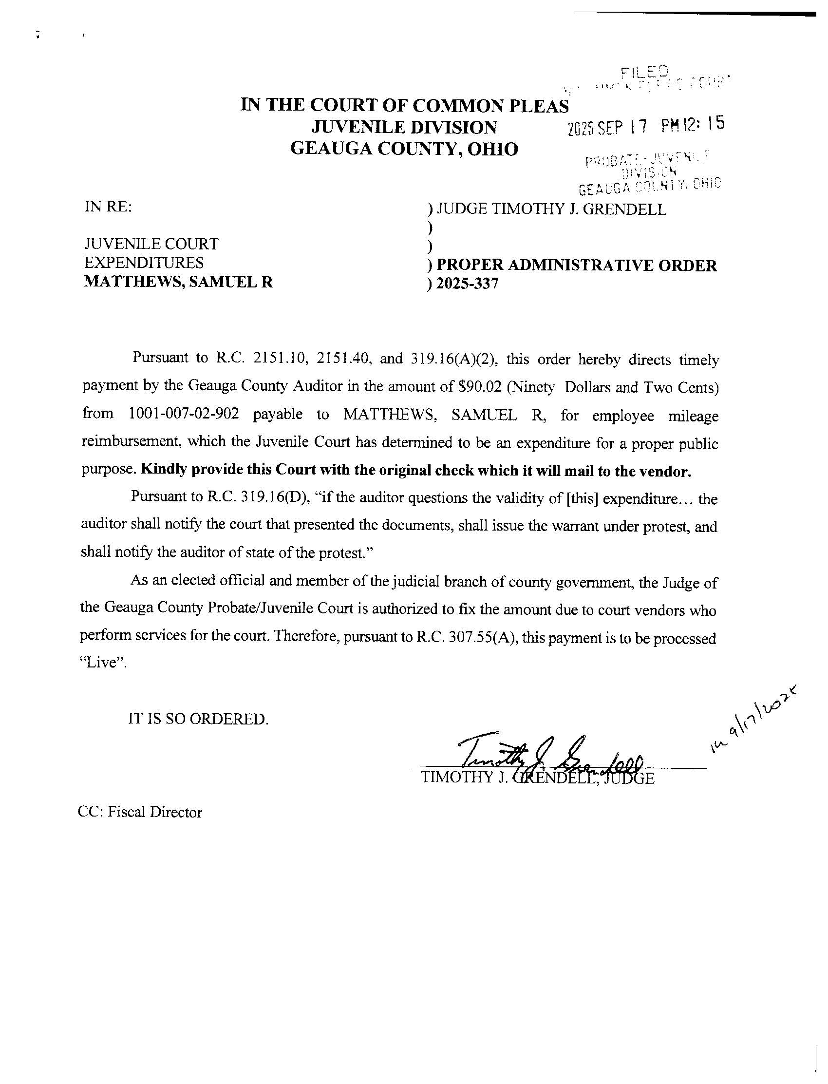 Proper Administrative Order