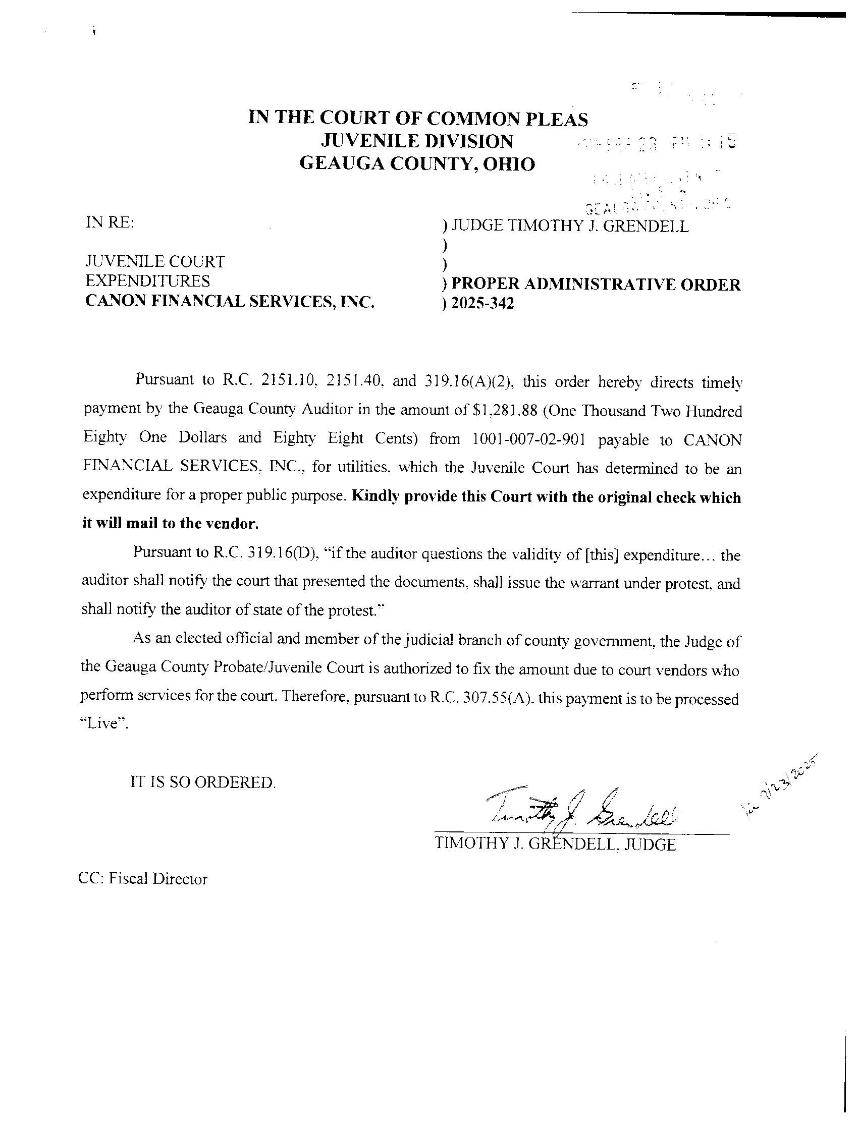 Proper Administrative Order