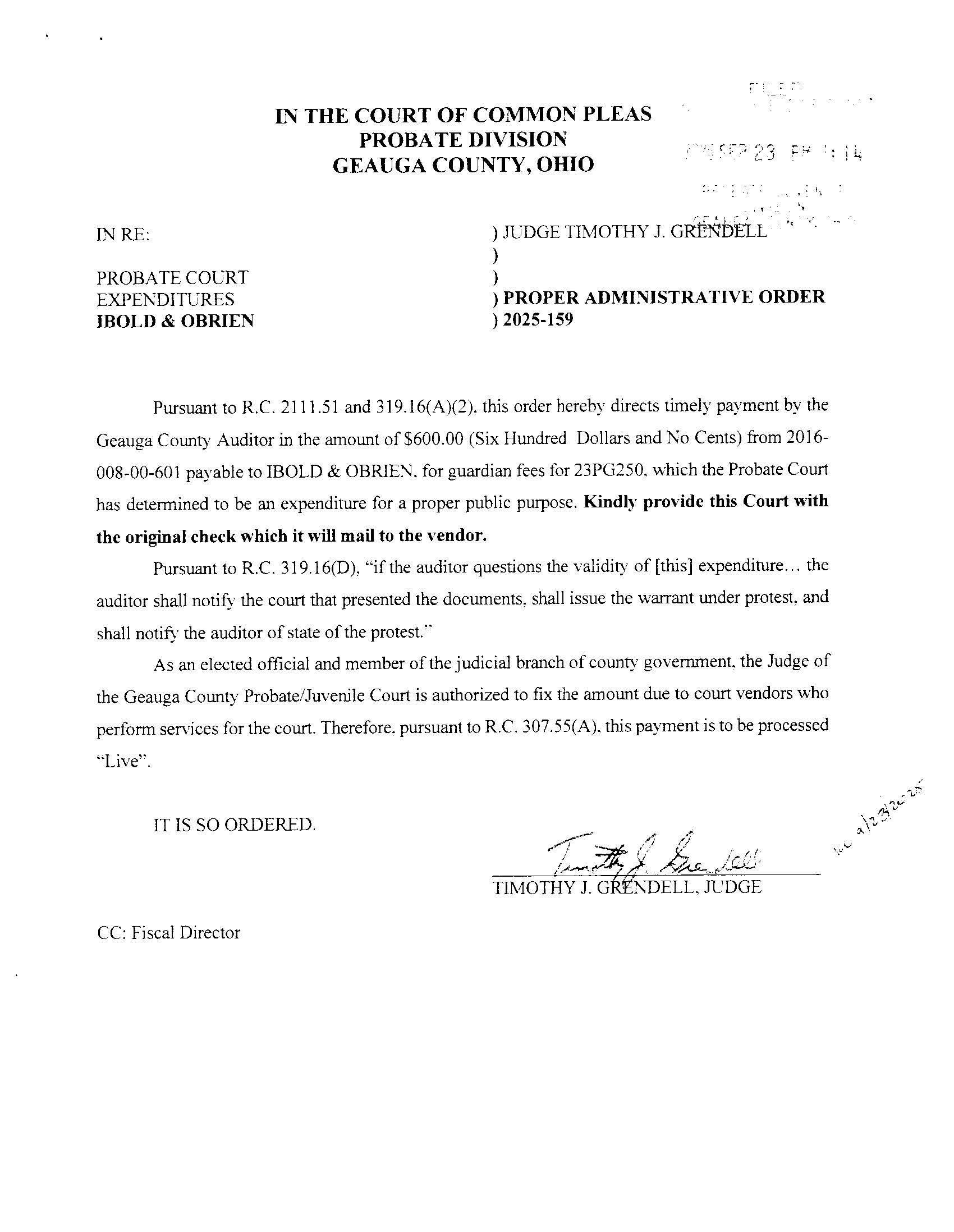 Proper Administrative Order