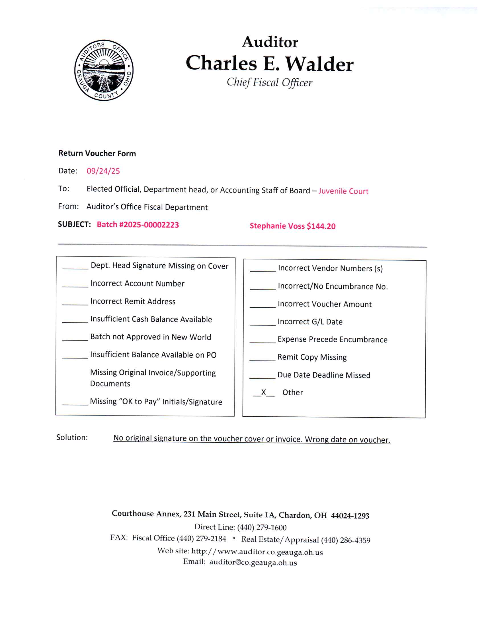 Return Voucher Form