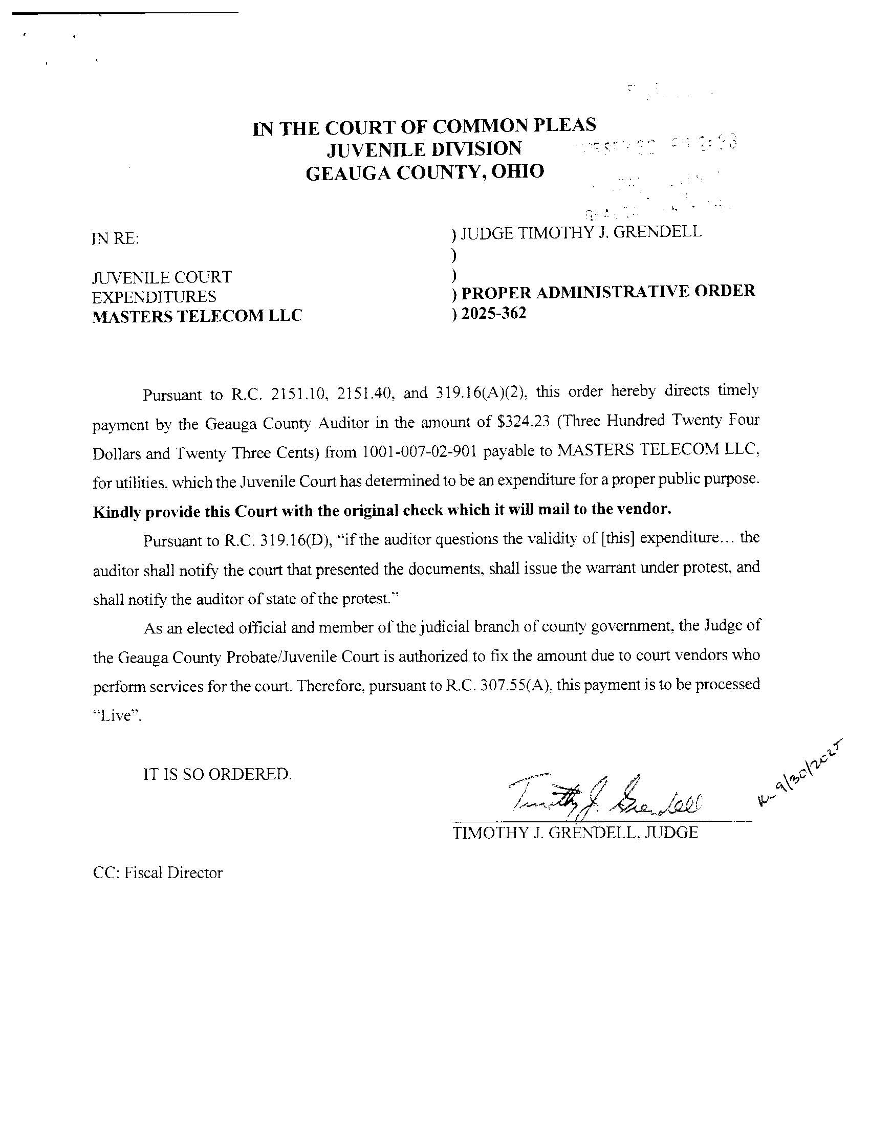 Proper Administrative Order