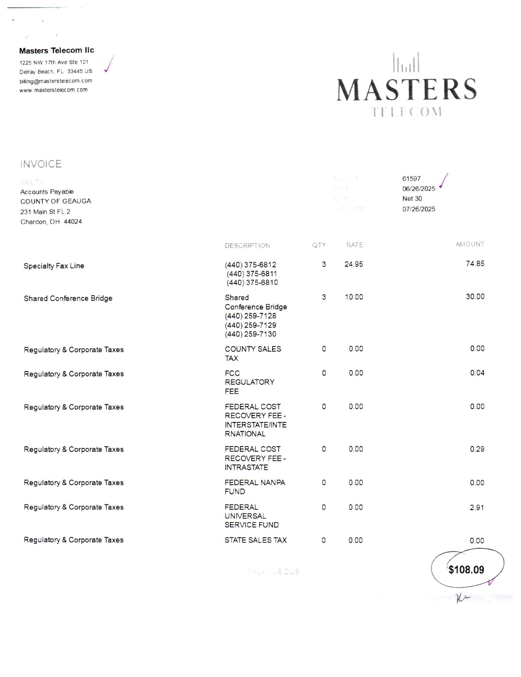 Invoice 61597