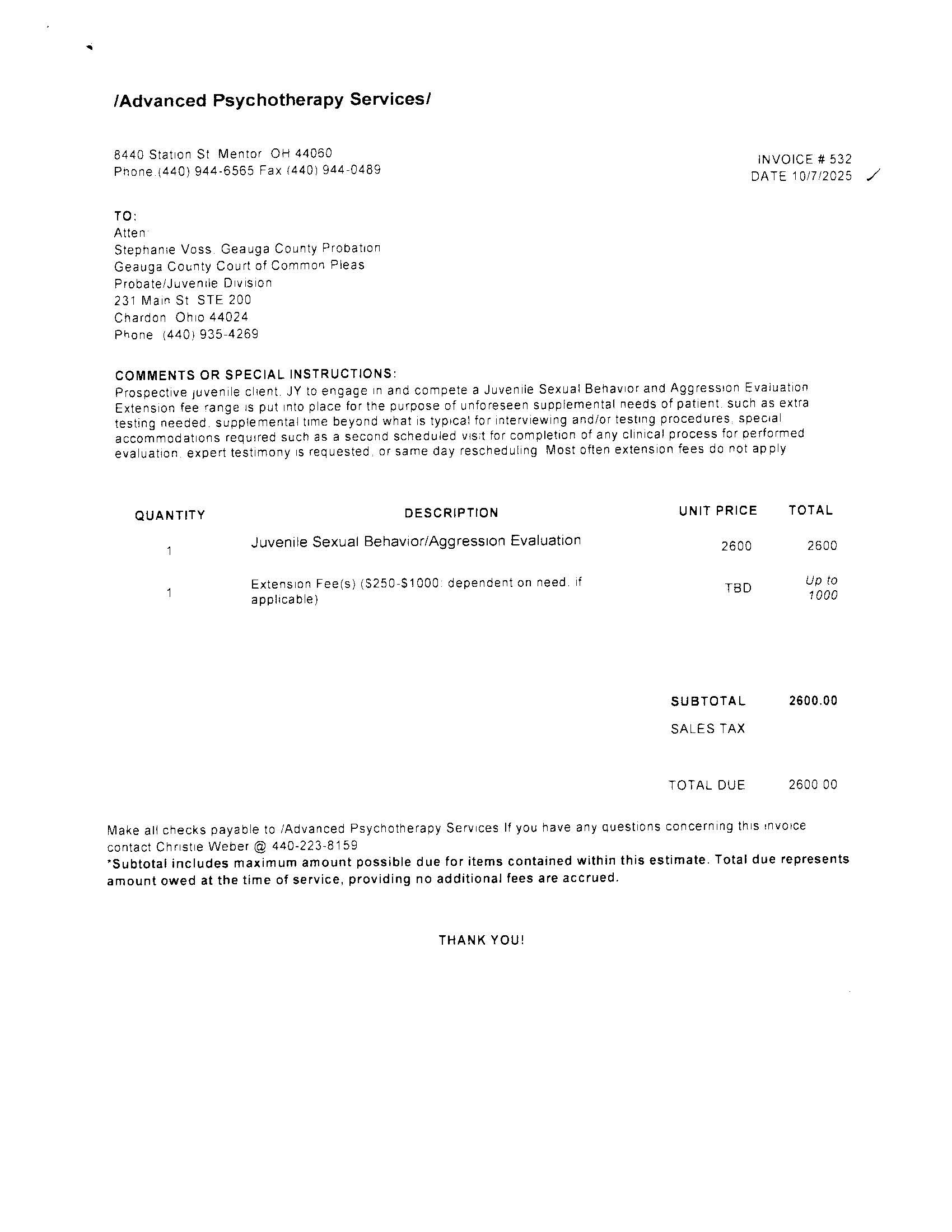 Invoice #532