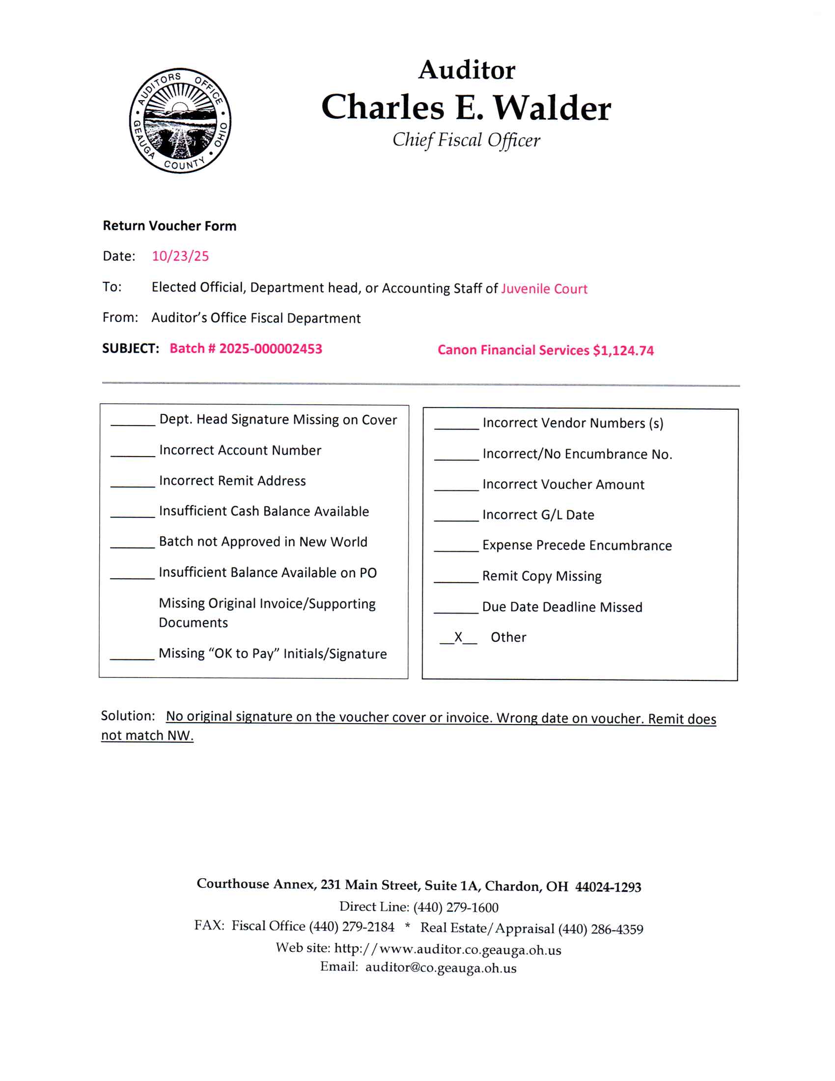 Return Voucher Form
