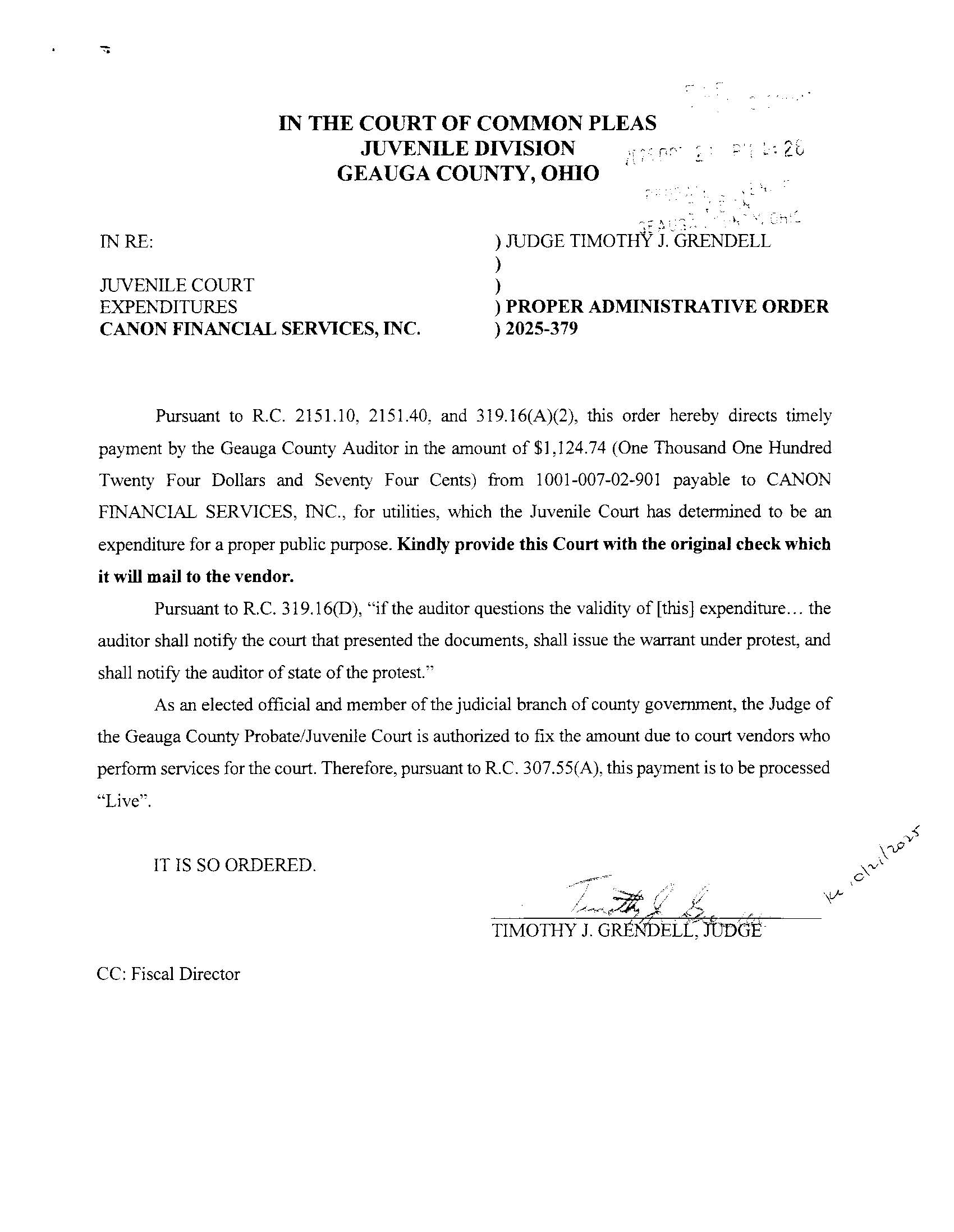 Proper Administrative Order