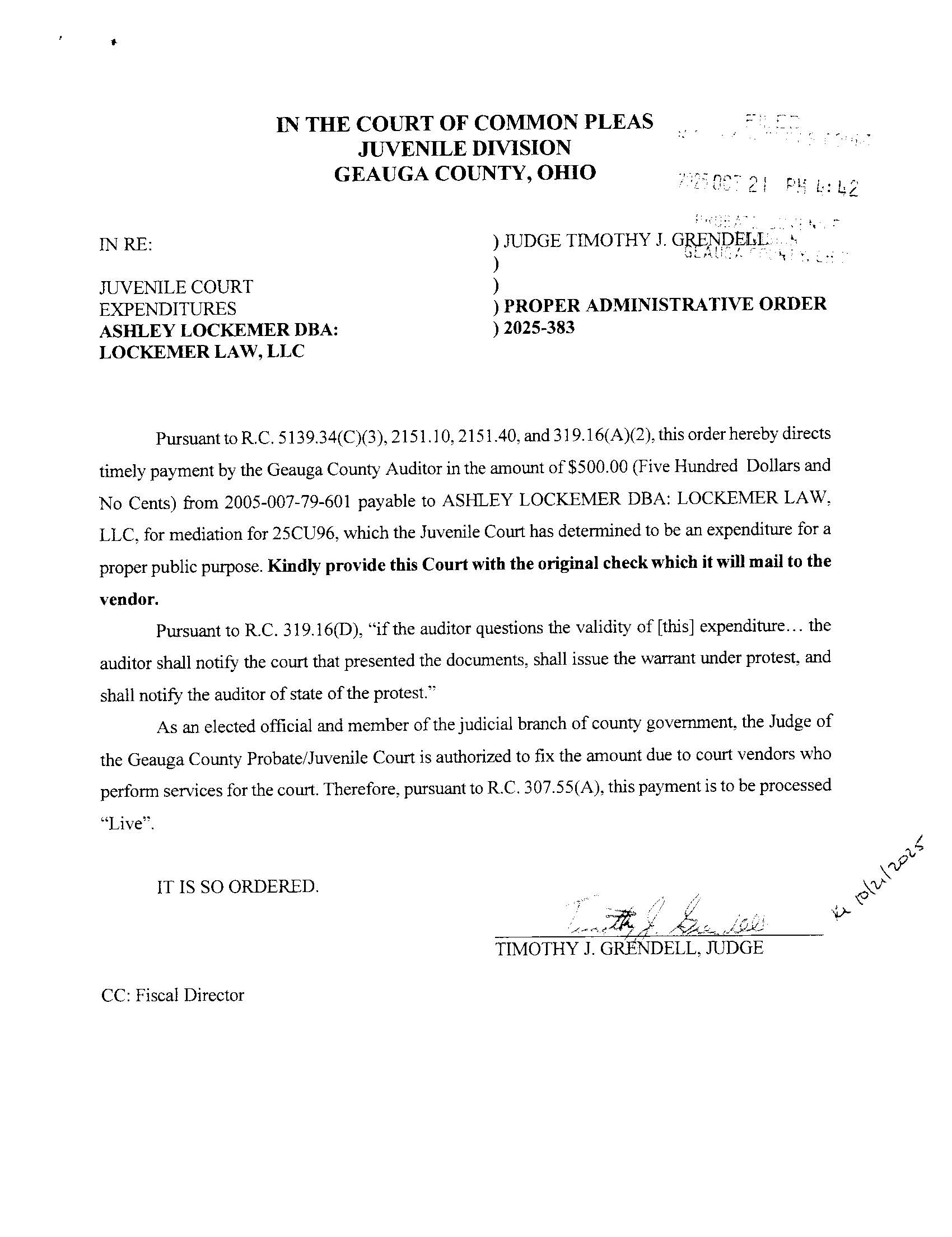 Proper Administrative Order