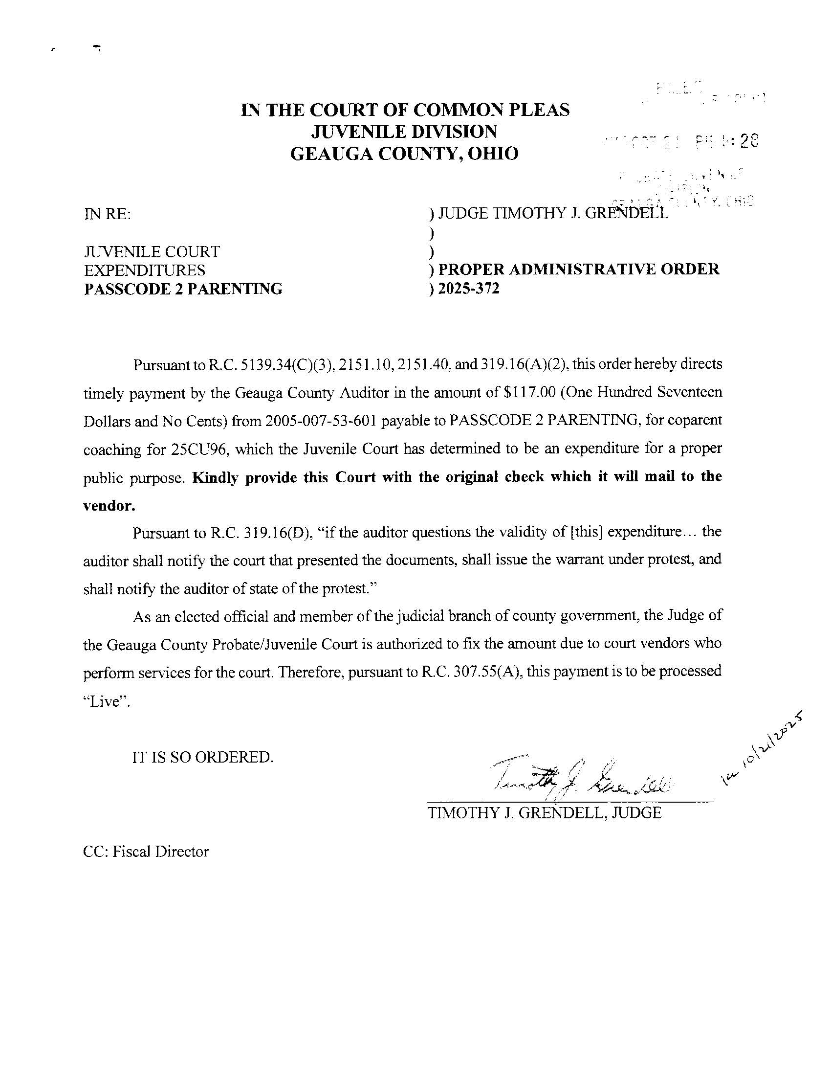 Proper Administrative Order